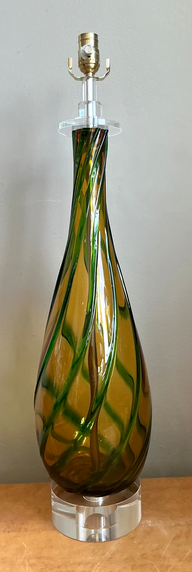 Vintage Murano Swirled Glass Table Lamp - Side view