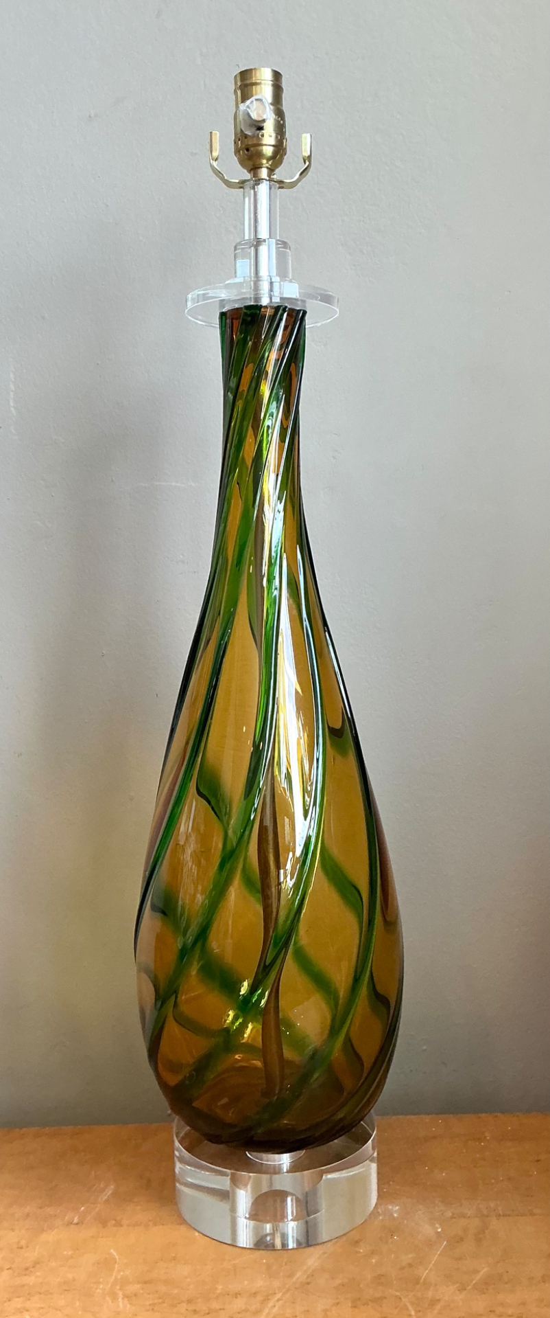 Vintage Murano Swirled Glass Table Lamp - Back view