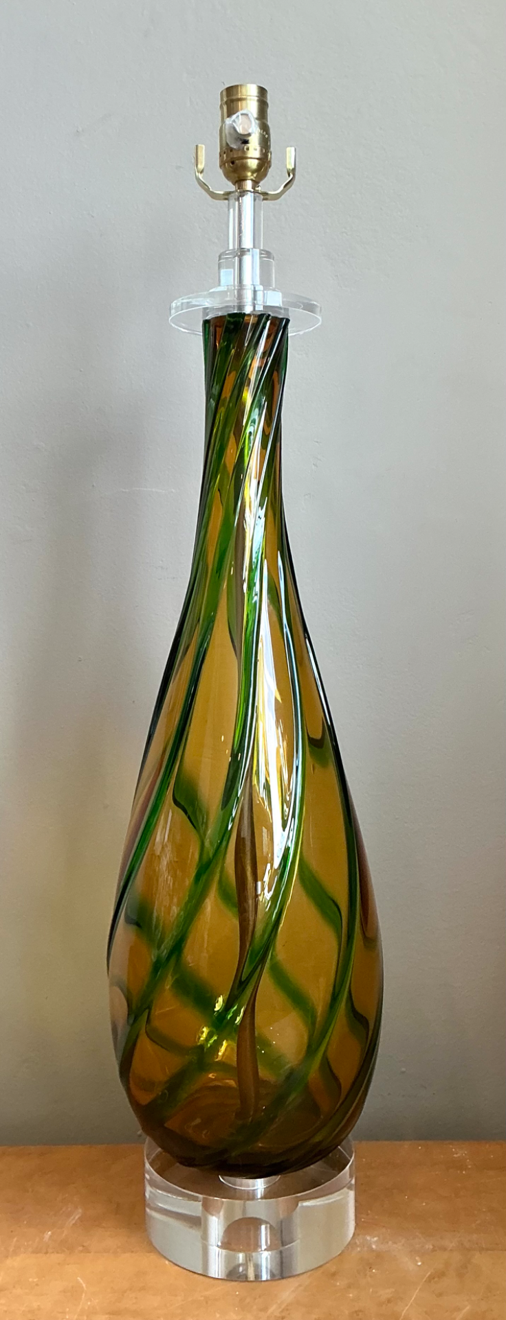 Vintage Murano Swirled Glass Table Lamp - Top view