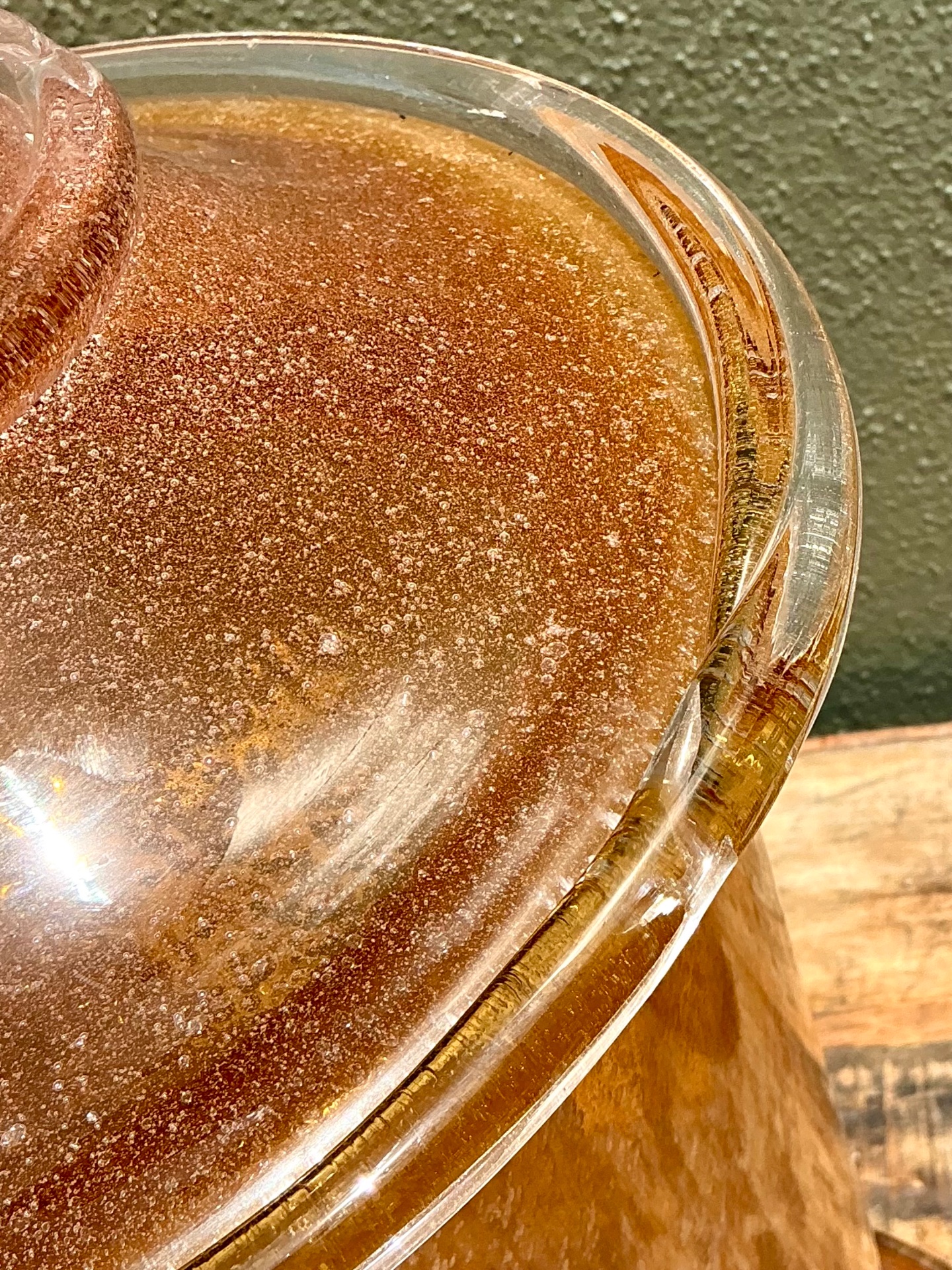Vintage Murano Vietri Amber Glass Apothecary Jars - Pair - Top view