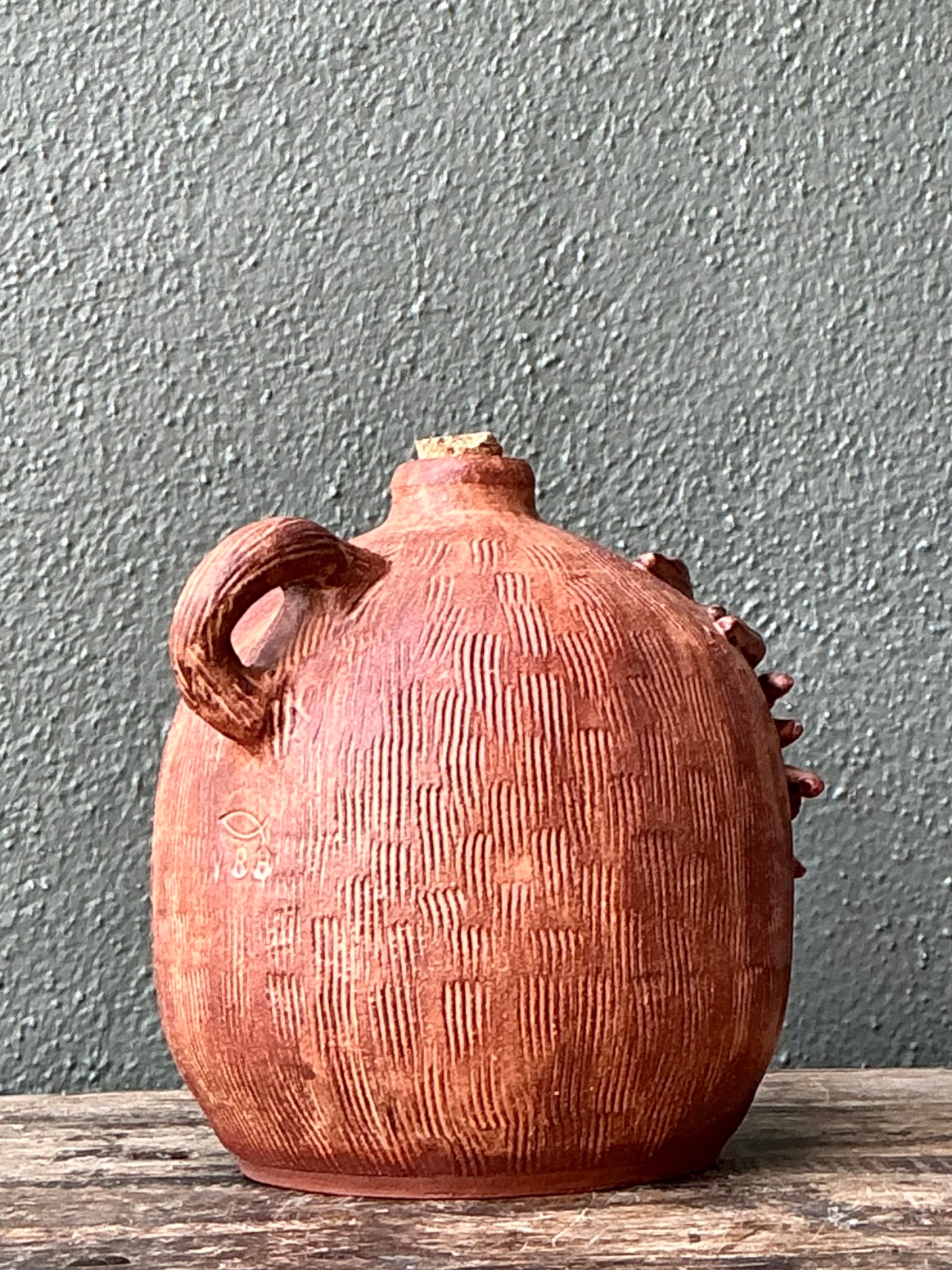 Vintage Handcrafted Ceramic Owl Jug - Detail view