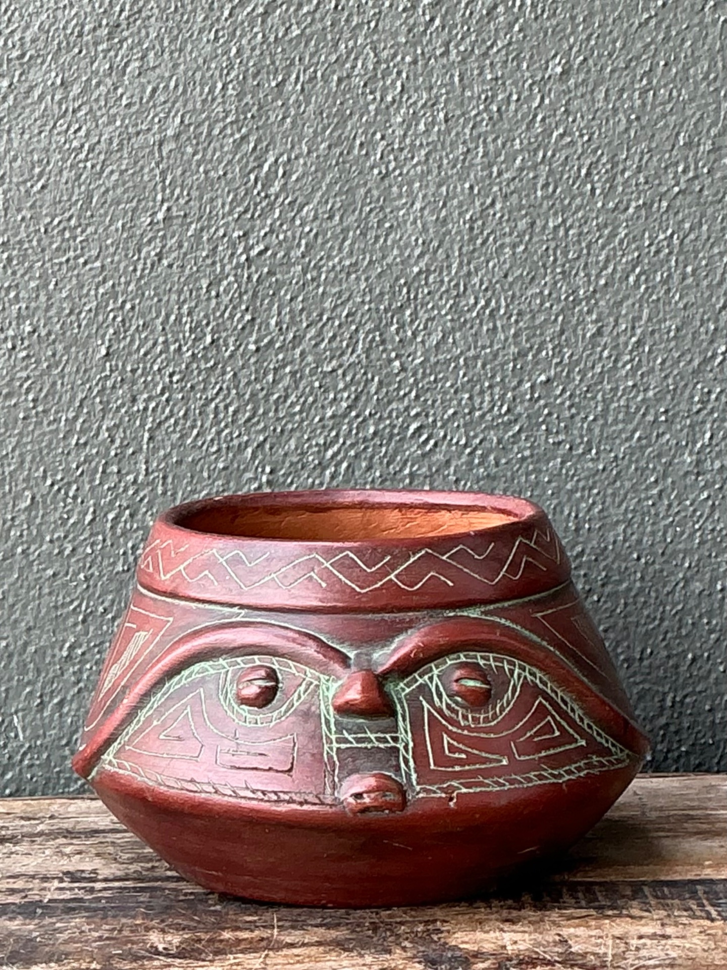 Vintage Handcrafted Ceramic Tribal Bowl - Back view