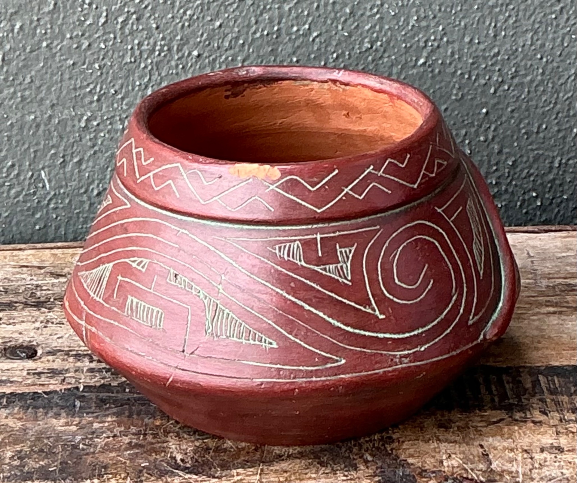 Vintage Handcrafted Ceramic Tribal Bowl - Side view