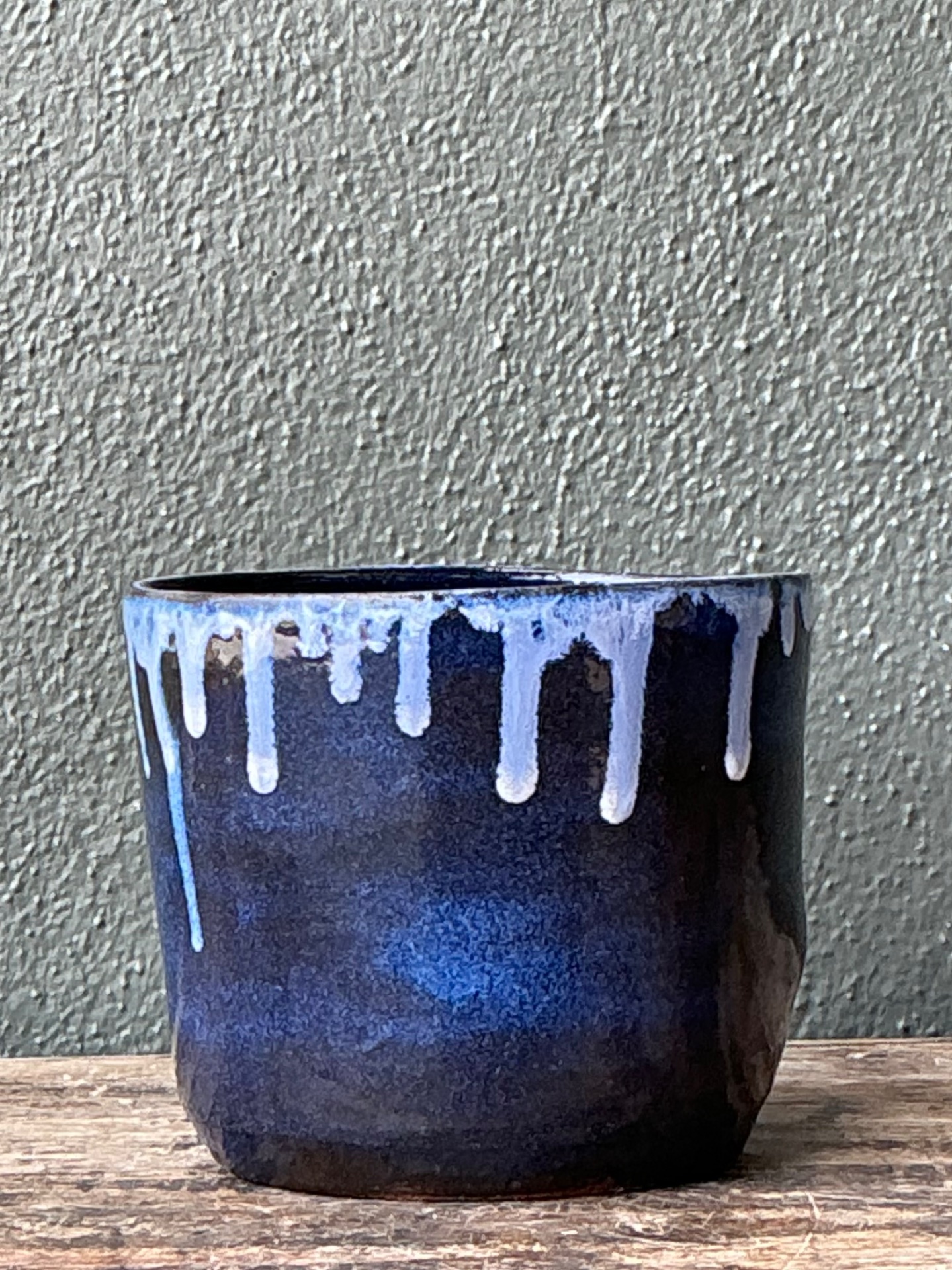 Vintage Drip Glaze Ceramic Face Planter - Top view
