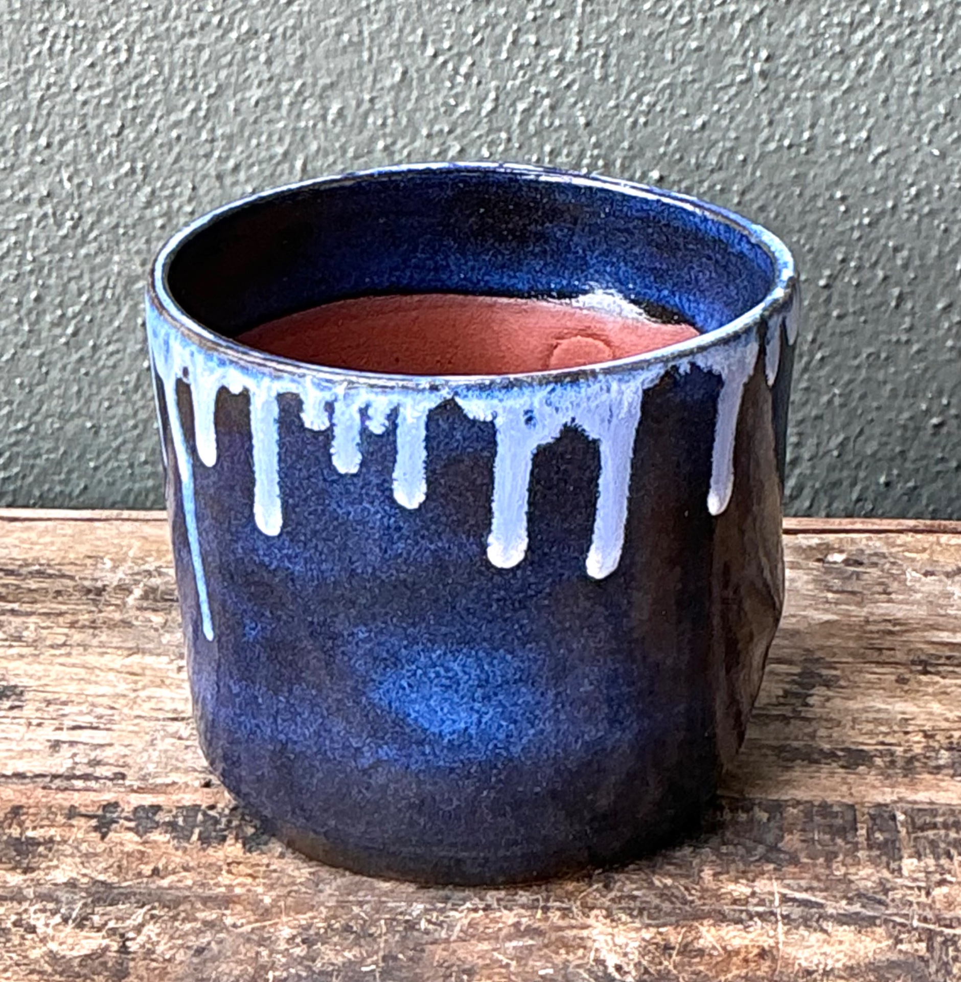 Vintage Drip Glaze Ceramic Face Planter - Back view