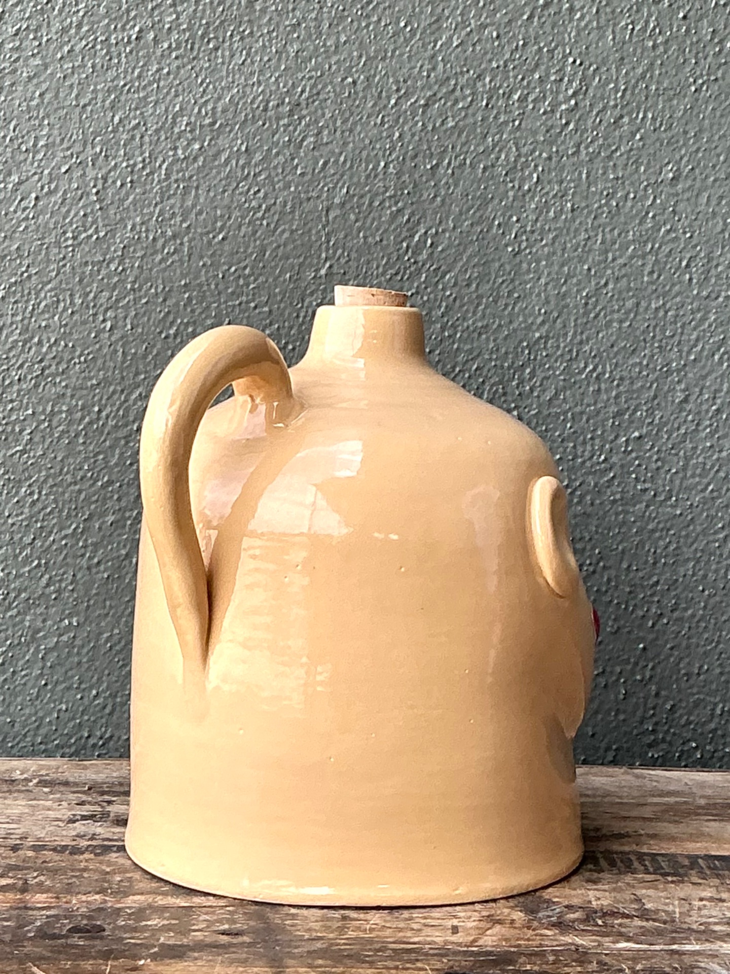 Vintage Handcrafted Ceramic Face Jug - Top view