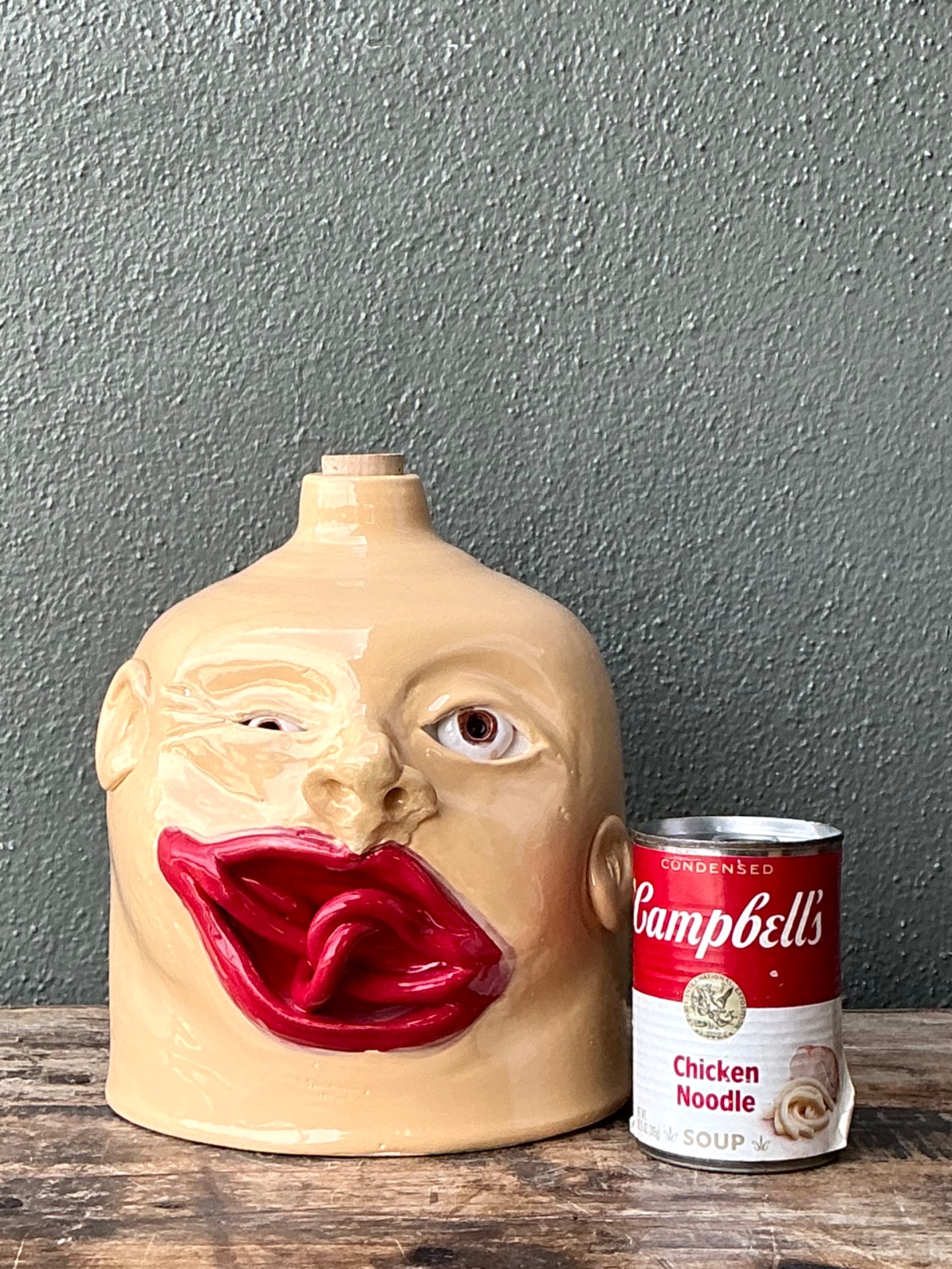 Vintage Handcrafted Ceramic Face Jug - Side view