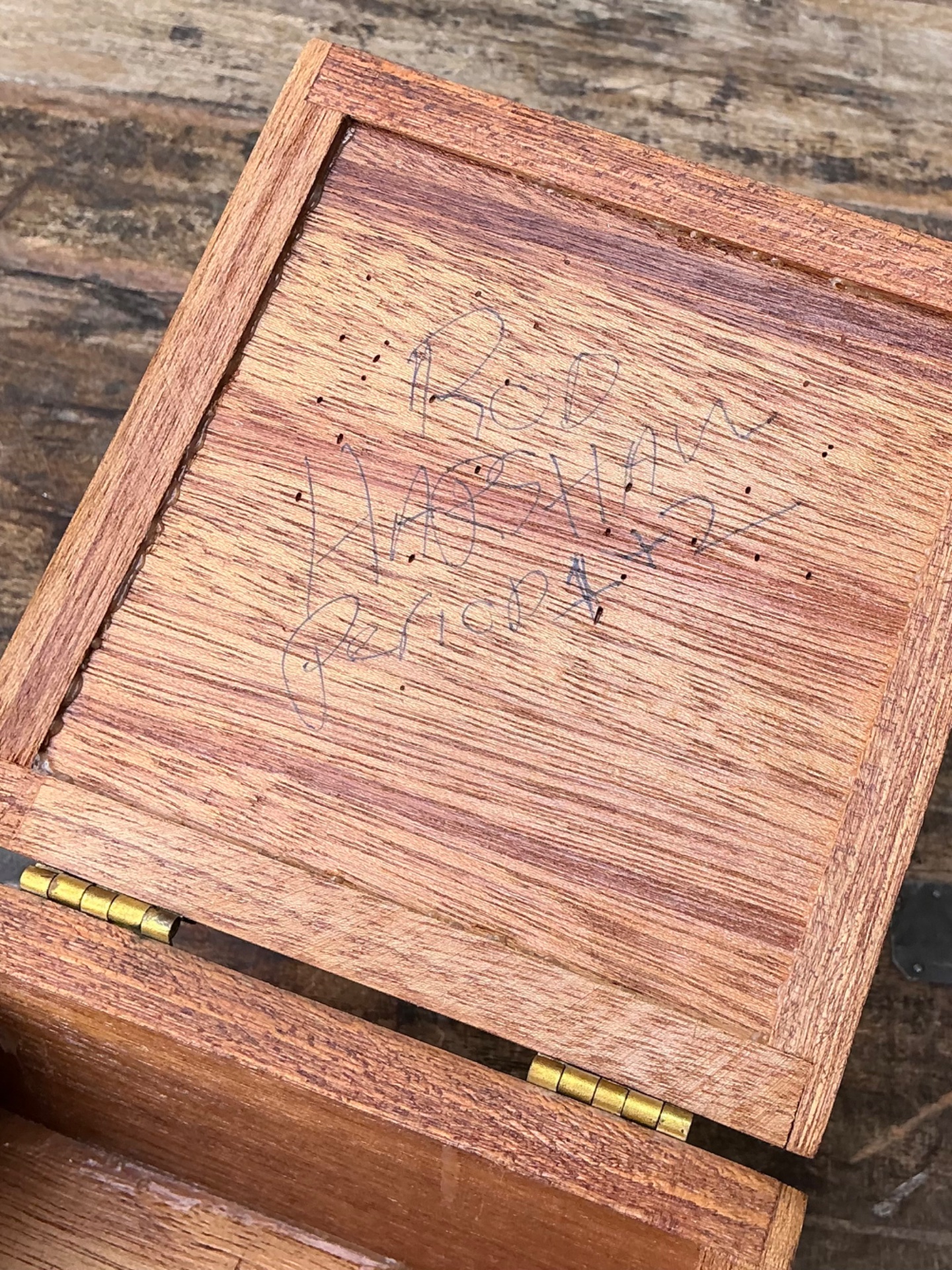 Vintage Rustic Wood Storage Box - Back view