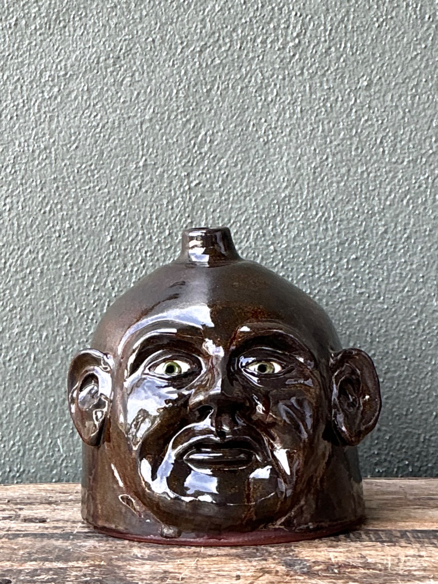 Vintage Handcrafted Ceramic Face Jug - Detail view