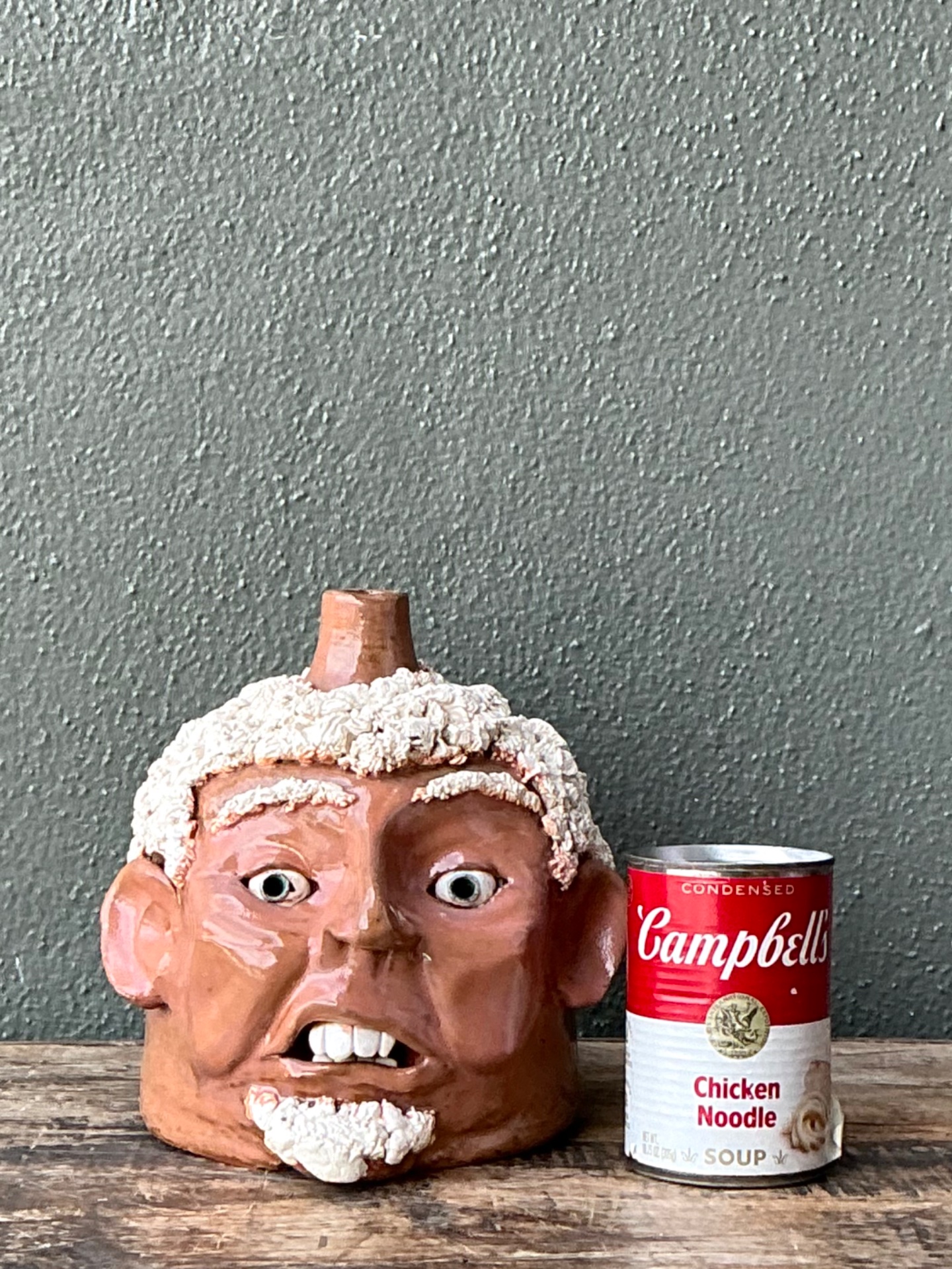 Vintage Handcrafted Ceramic Face Jug - Side view