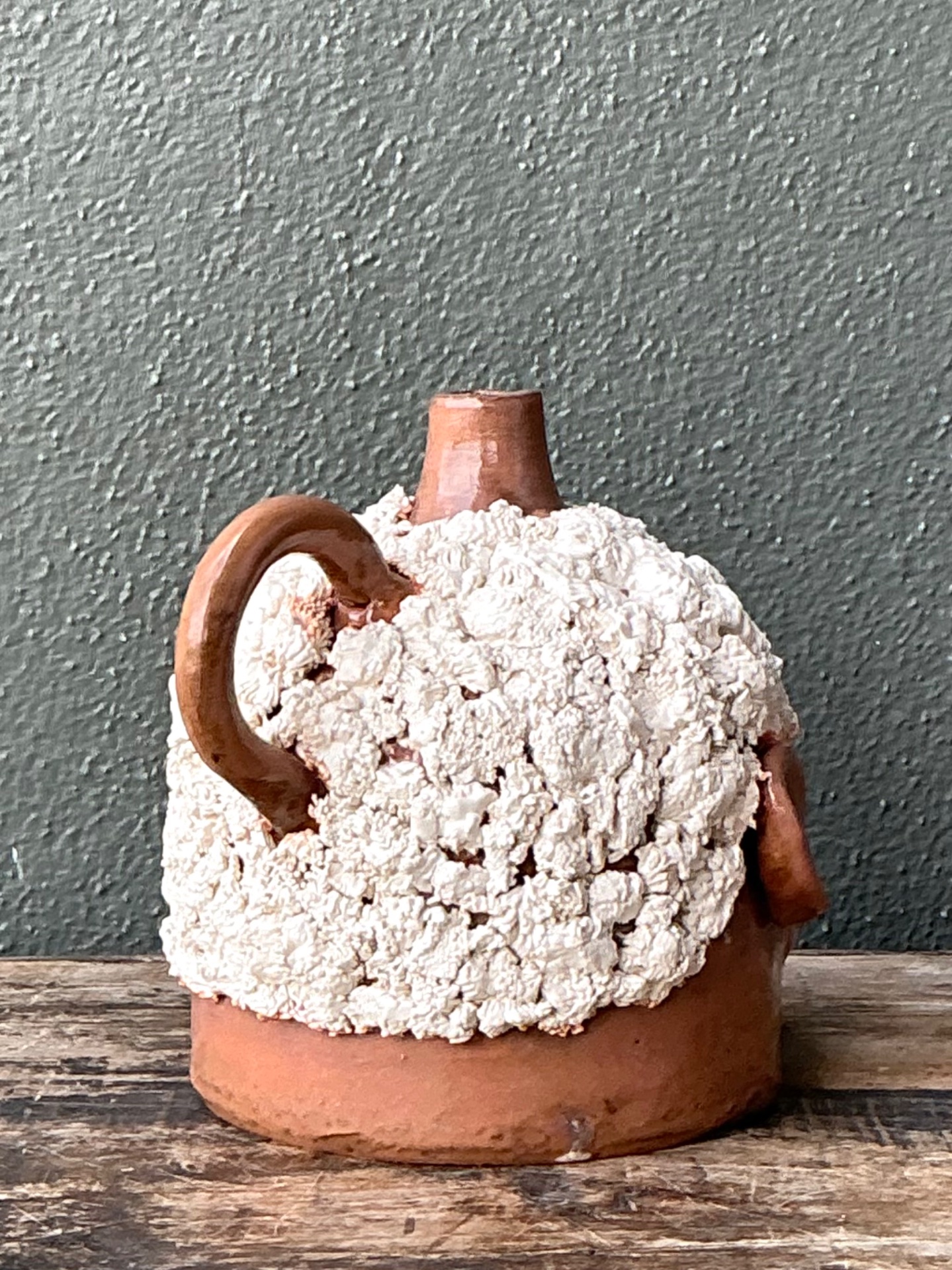 Vintage Handcrafted Ceramic Face Jug - Detail view