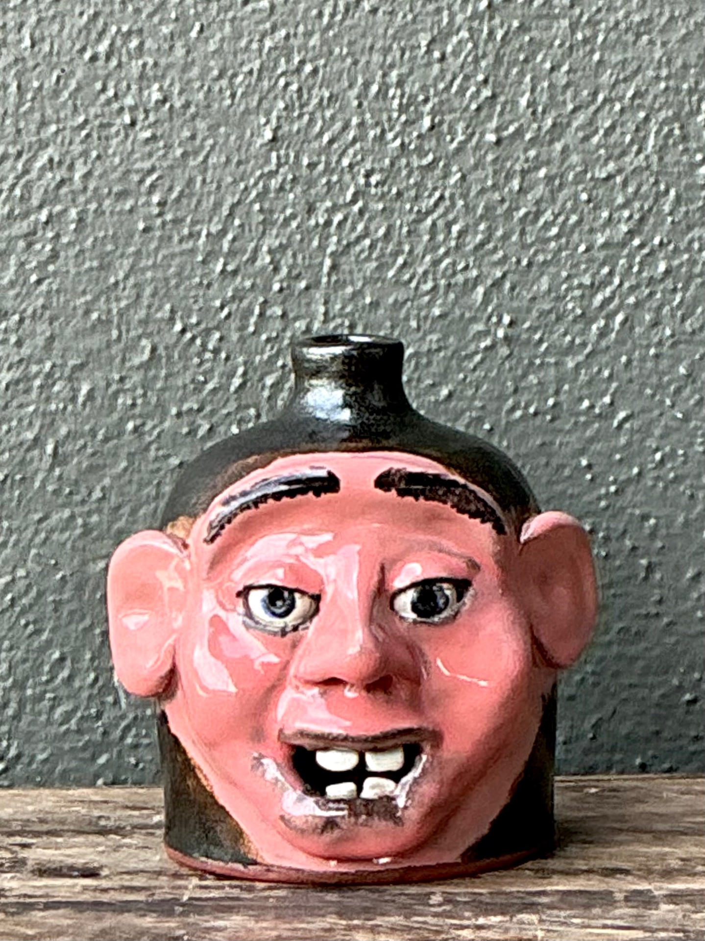 Vintage Handcrafted Ceramic Face Jug - Side view