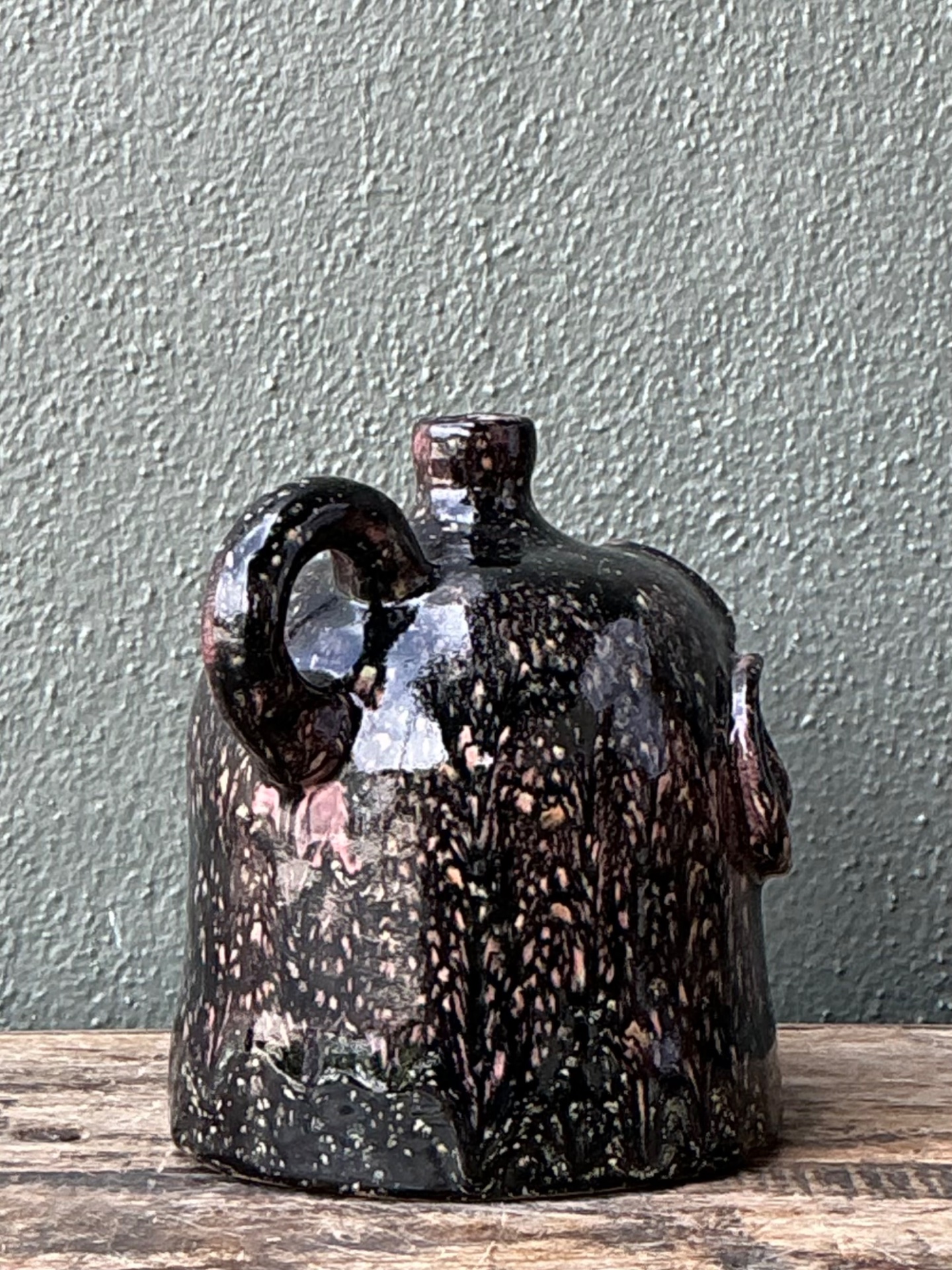 Vintage Handcrafted Ceramic Face Jug - Back view