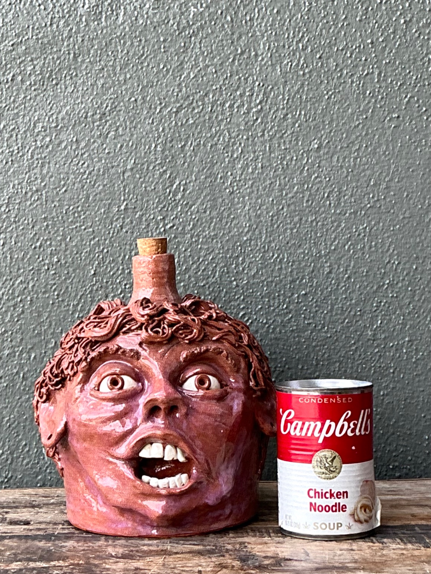 Vintage Handcrafted Ceramic Face Jug - Detail view