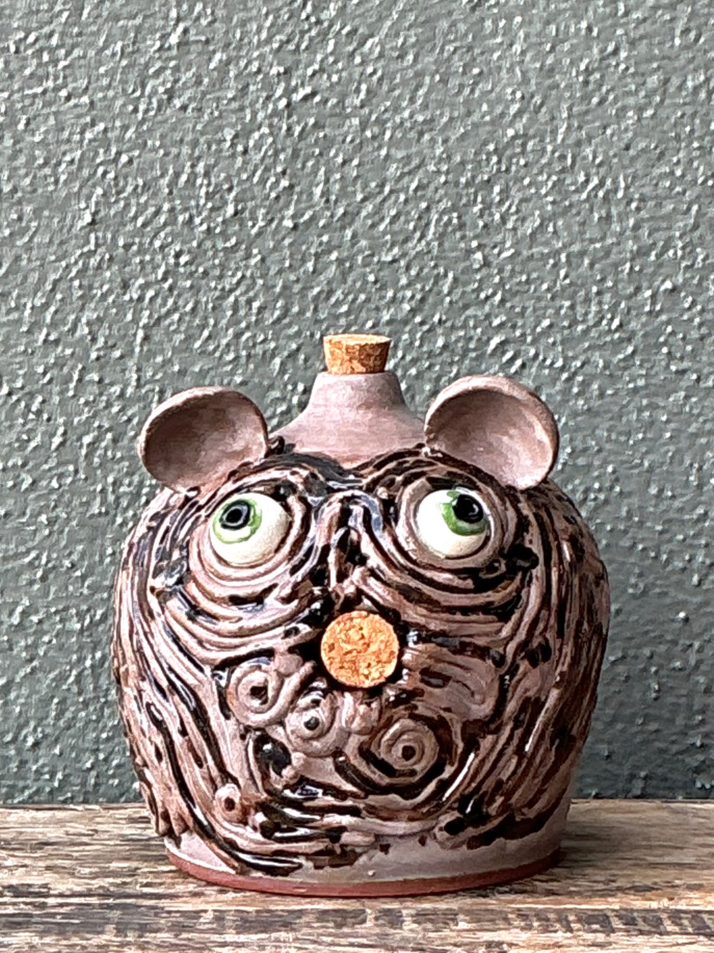 Vintage Handcrafted Ceramic Face Jug - Side view