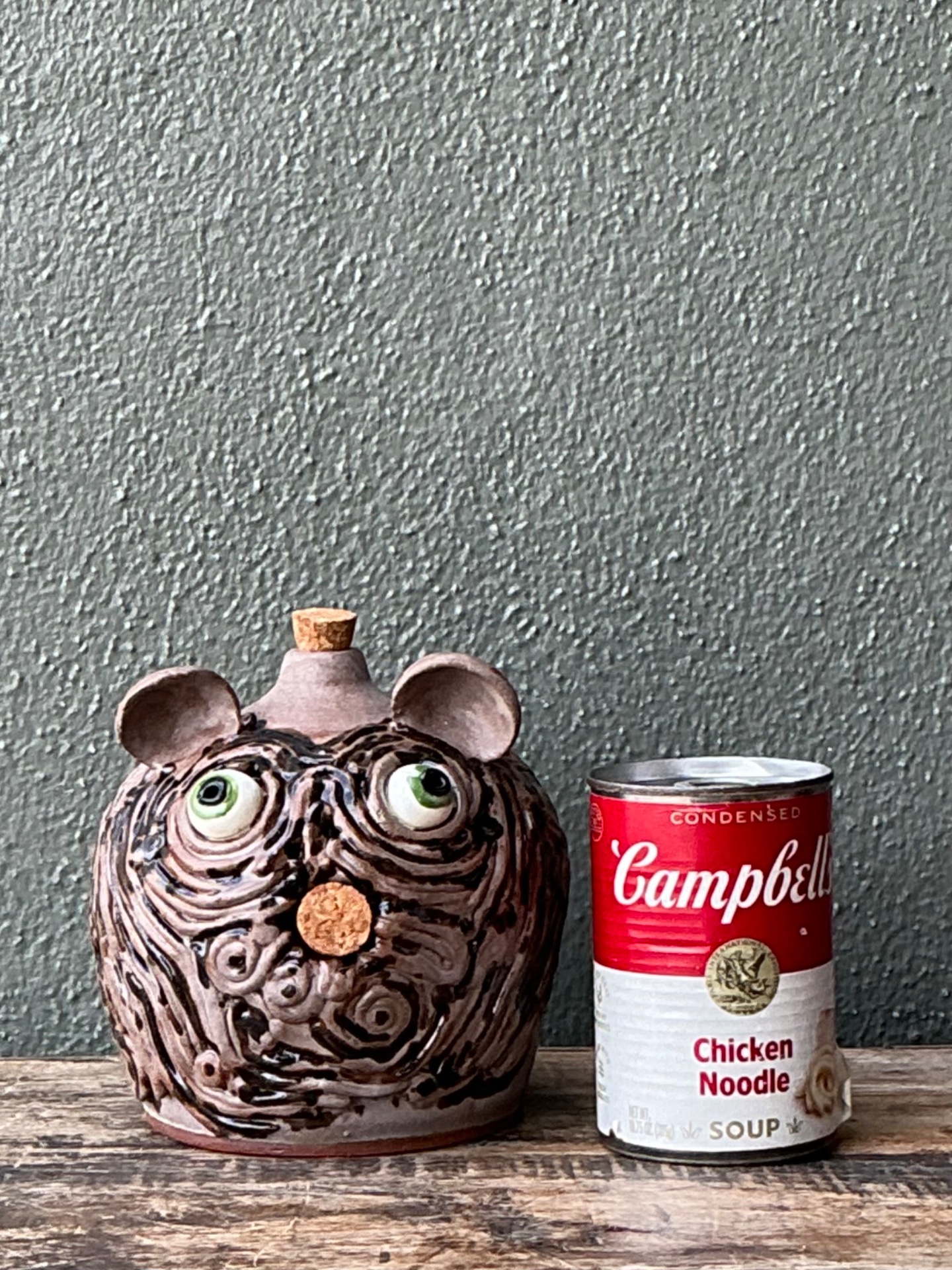 Vintage Handcrafted Ceramic Face Jug - Top view