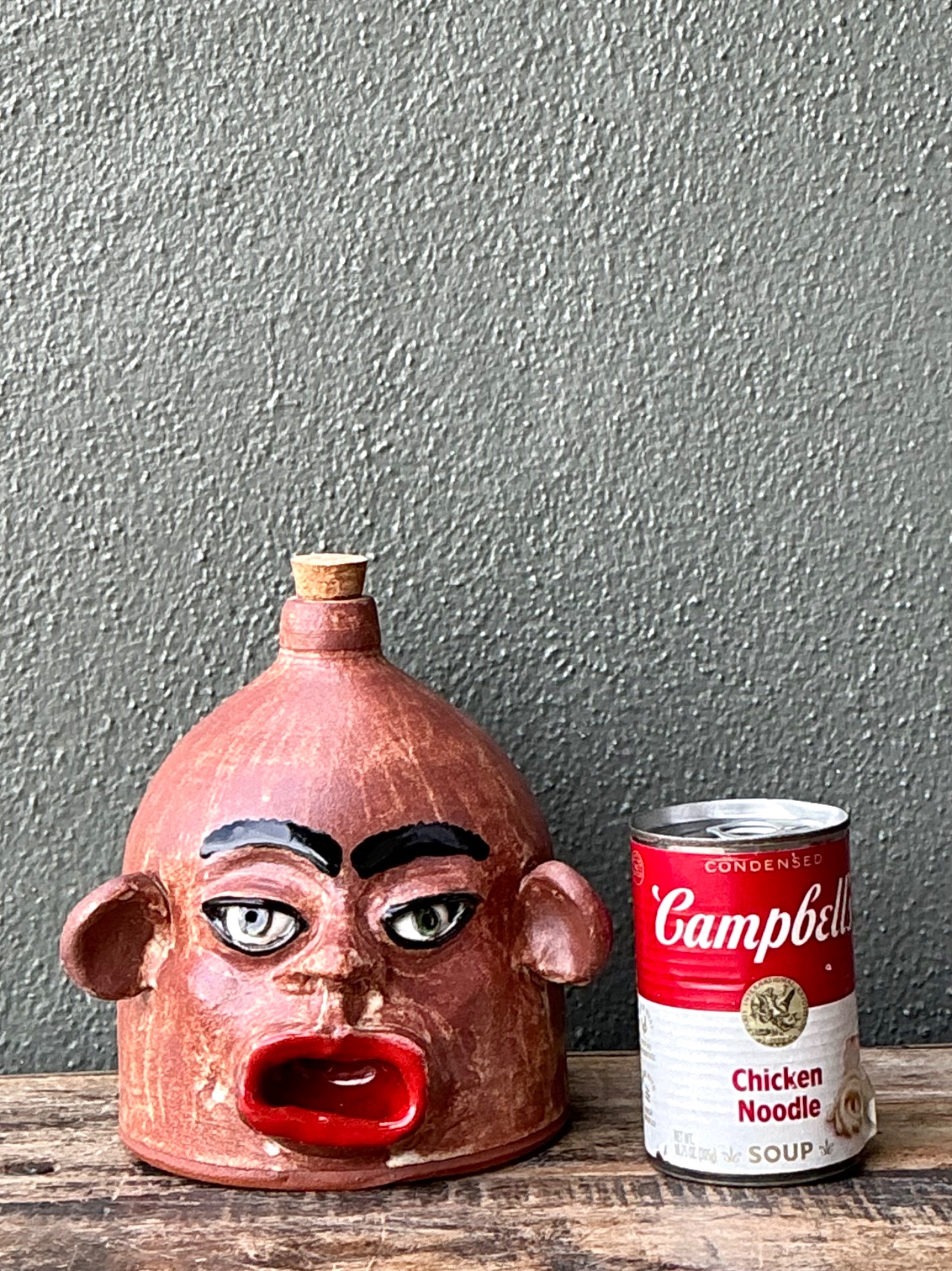Vintage Handcrafted Ceramic Face Jug - Back view