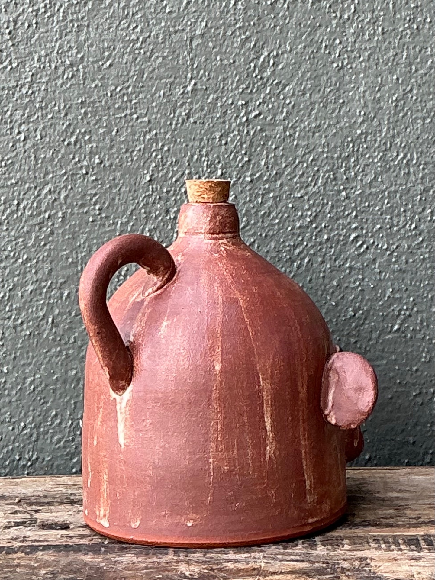 Vintage Handcrafted Ceramic Face Jug - Back view