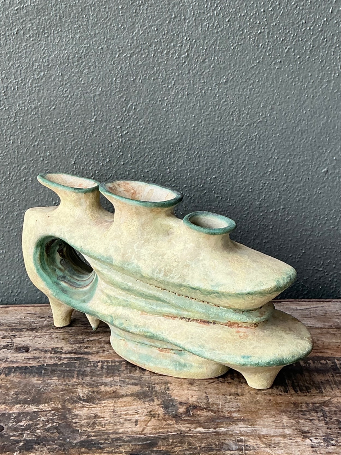 Vintage Organic Form Pottery Sculpture - Side view