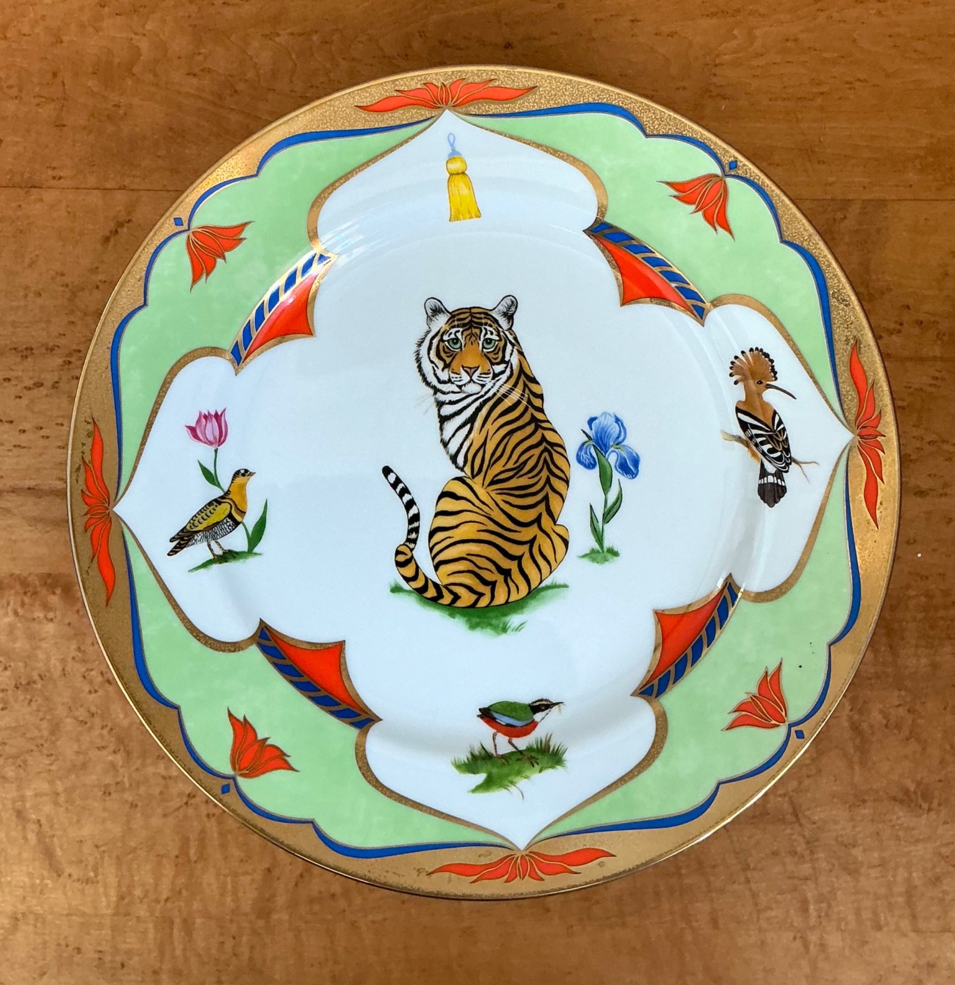 Vintage Lynn Chase “Tiger Raj” Dinner Plates - Set Of 12 - Top view
