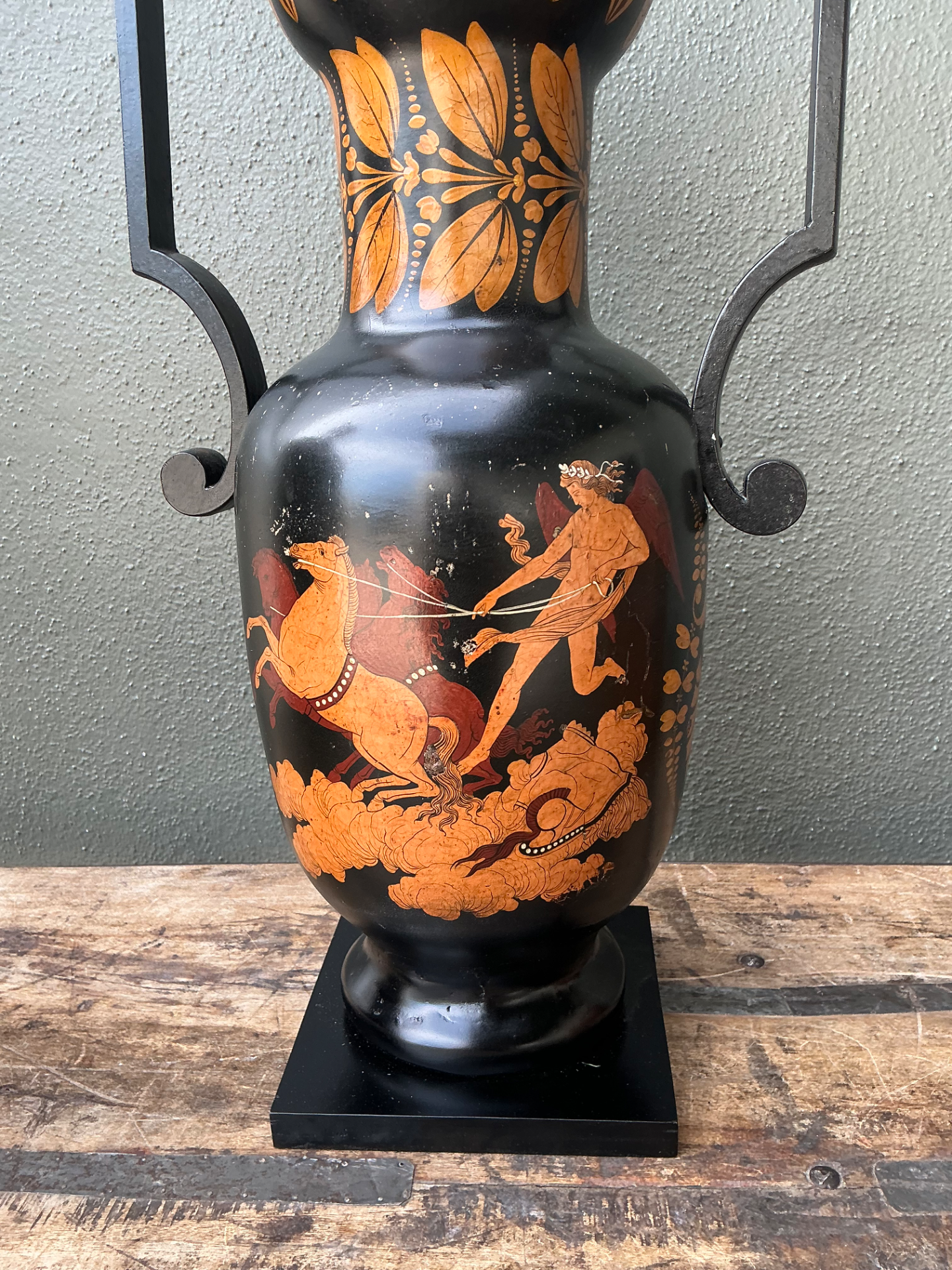 Vintage Greek Revival Hand Painted Urn - Side view