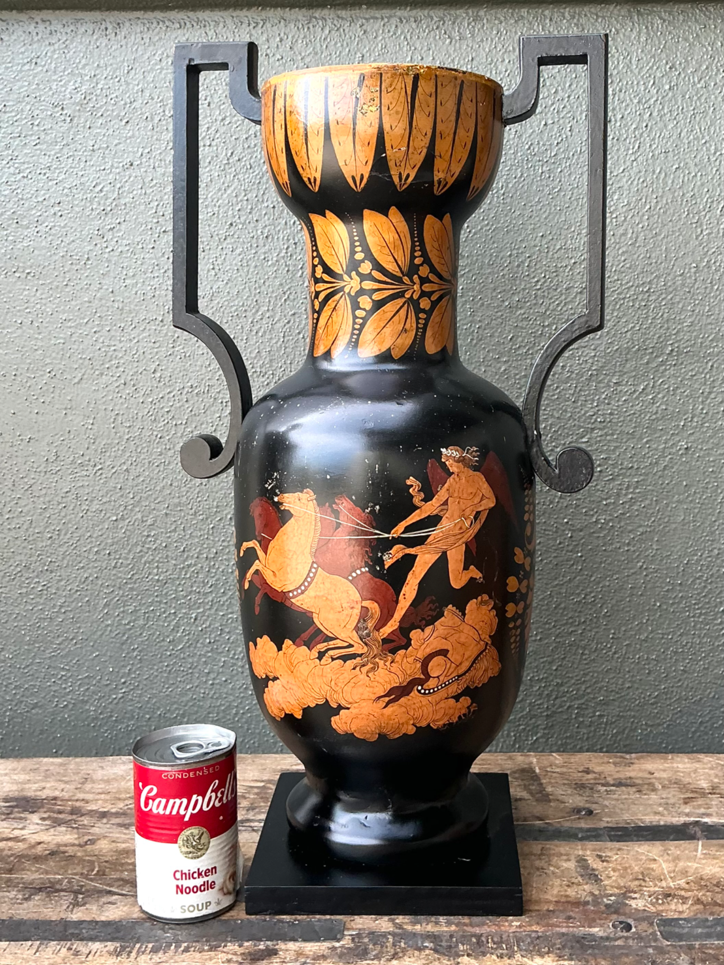 Vintage Greek Revival Hand Painted Urn - Top view