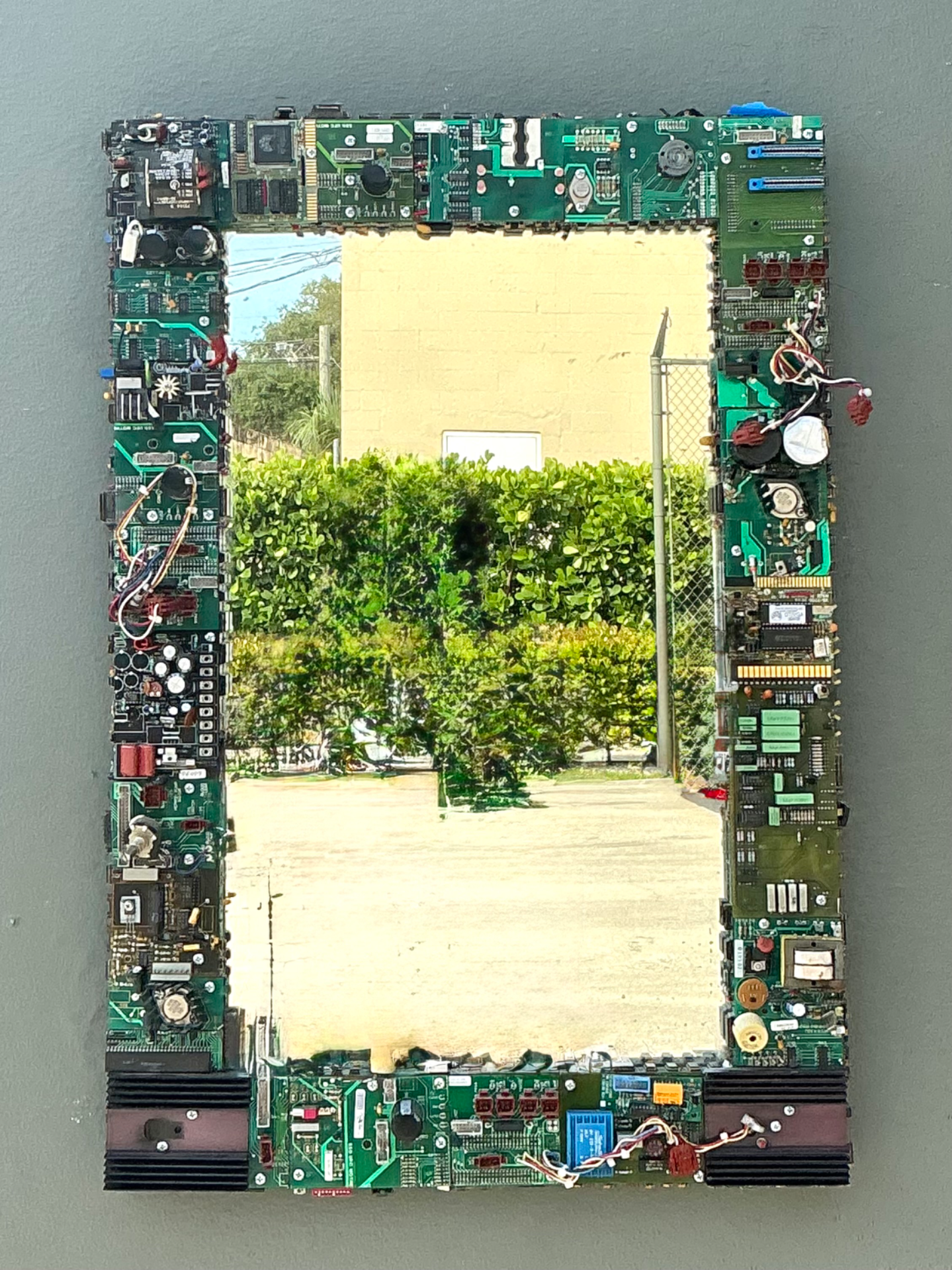 Vintage Circuit Board Frame Mirror - Side view
