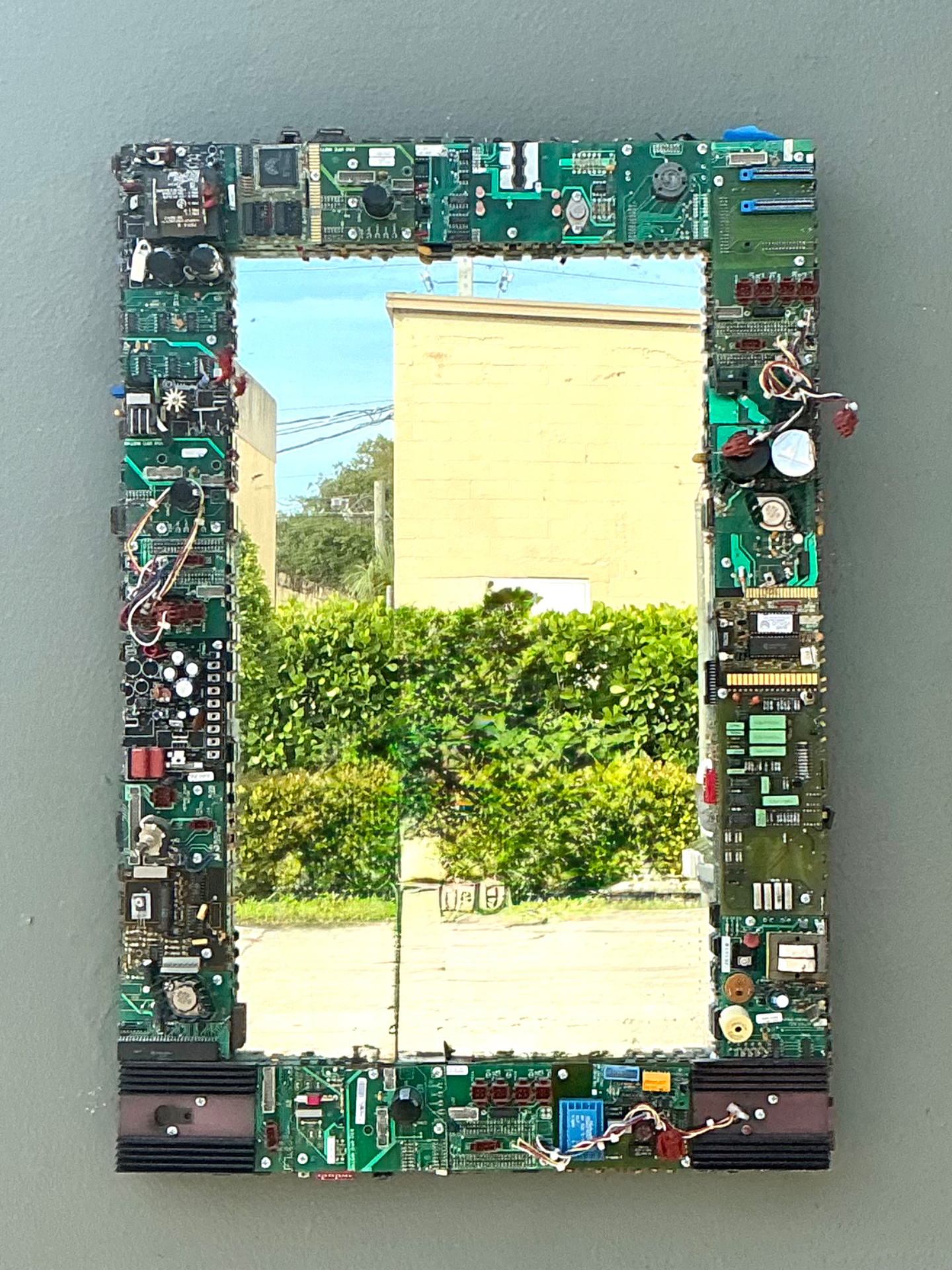 Vintage Circuit Board Frame Mirror - Top view