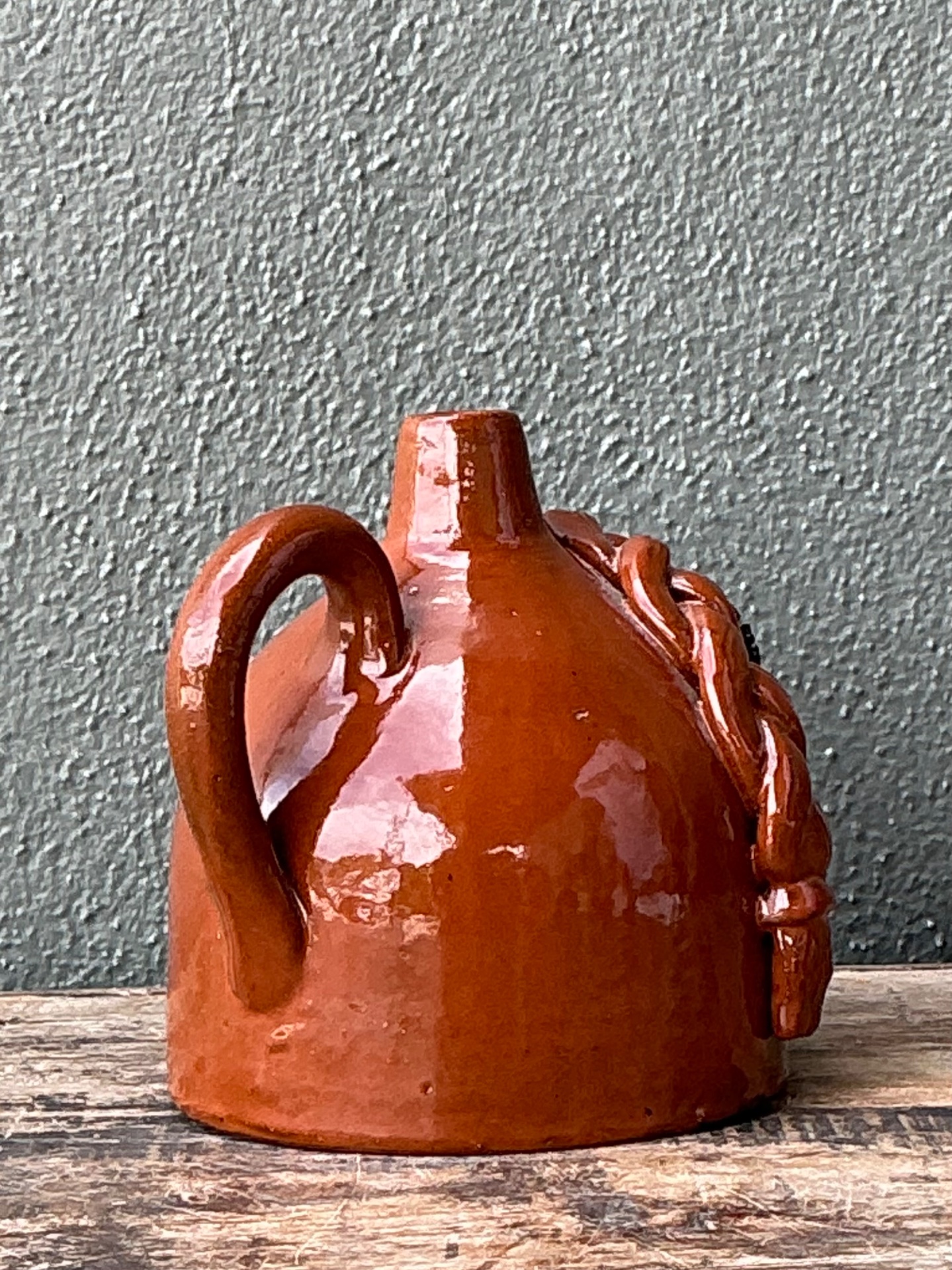 Vintage Handcrafted Ceramic Face Jug - Top view