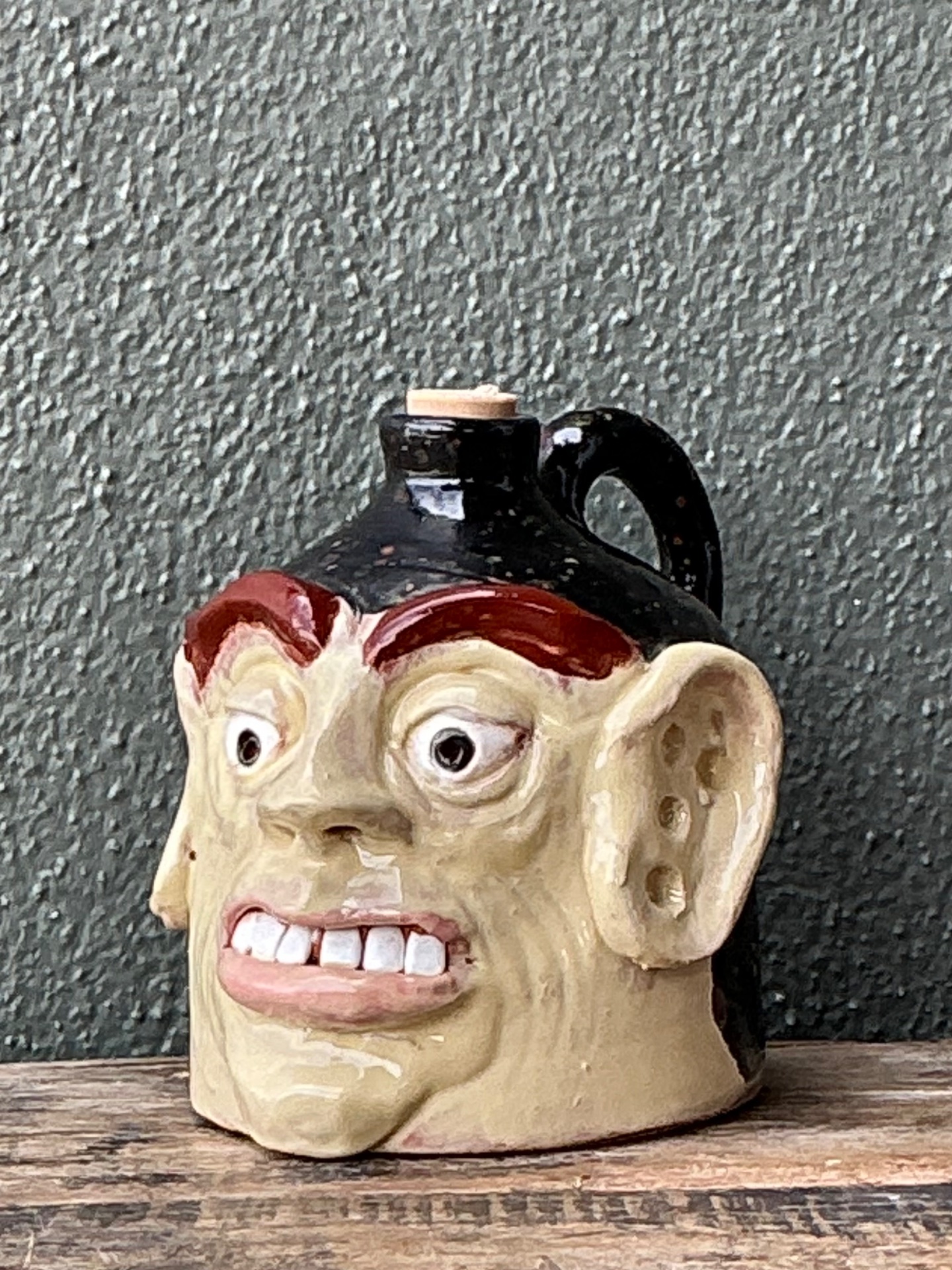 Vintage Handcrafted Ceramic Face Jug - Detail view