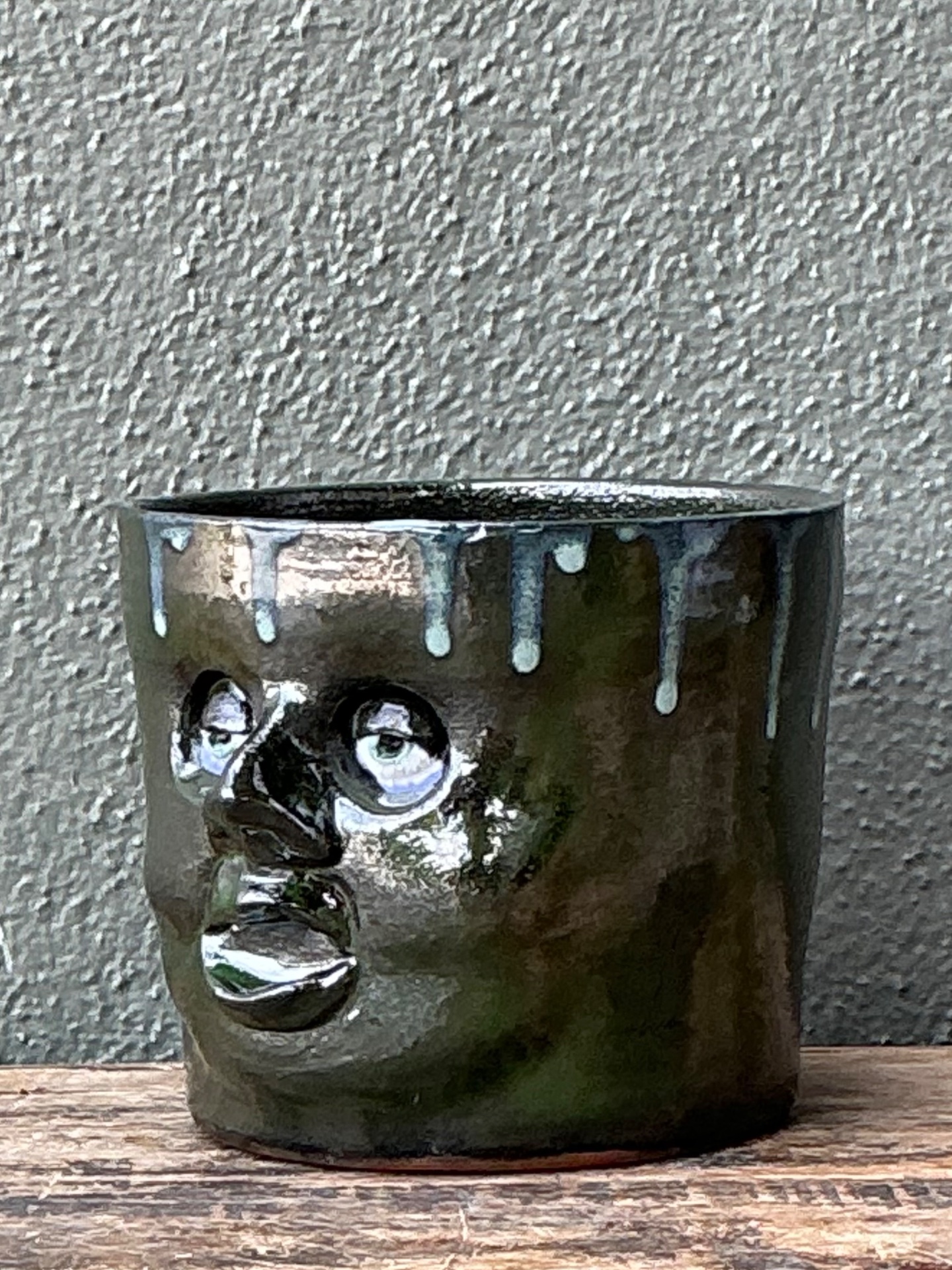 Vintage Handcrafted Ceramic Face Planter - Side view