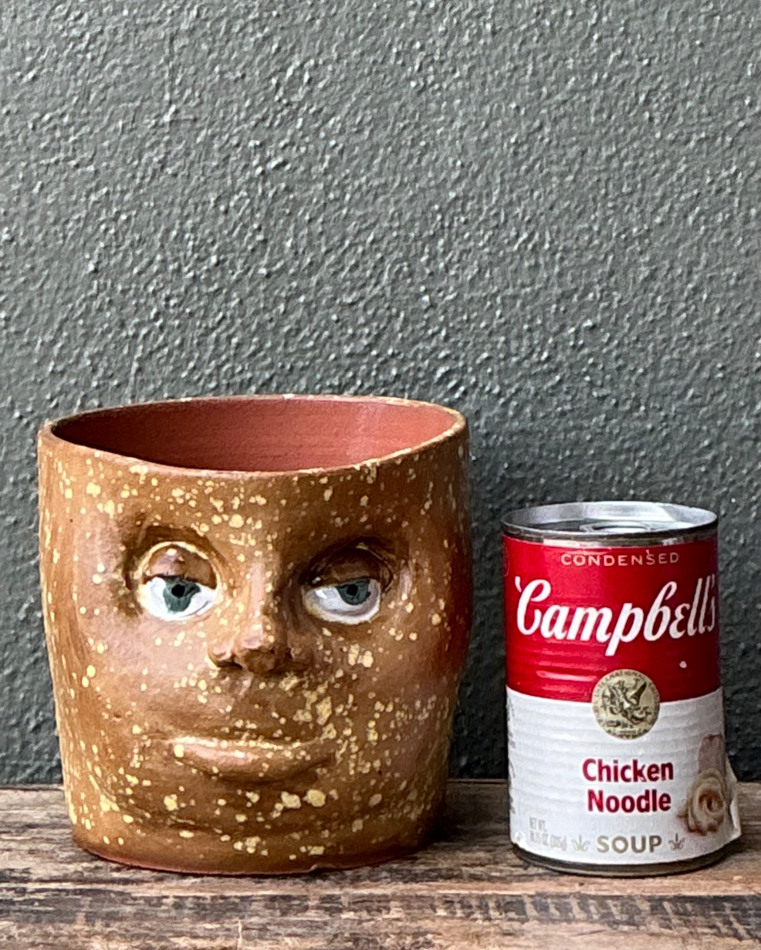 Vintage Handcrafted Ceramic Face Planter - Side view