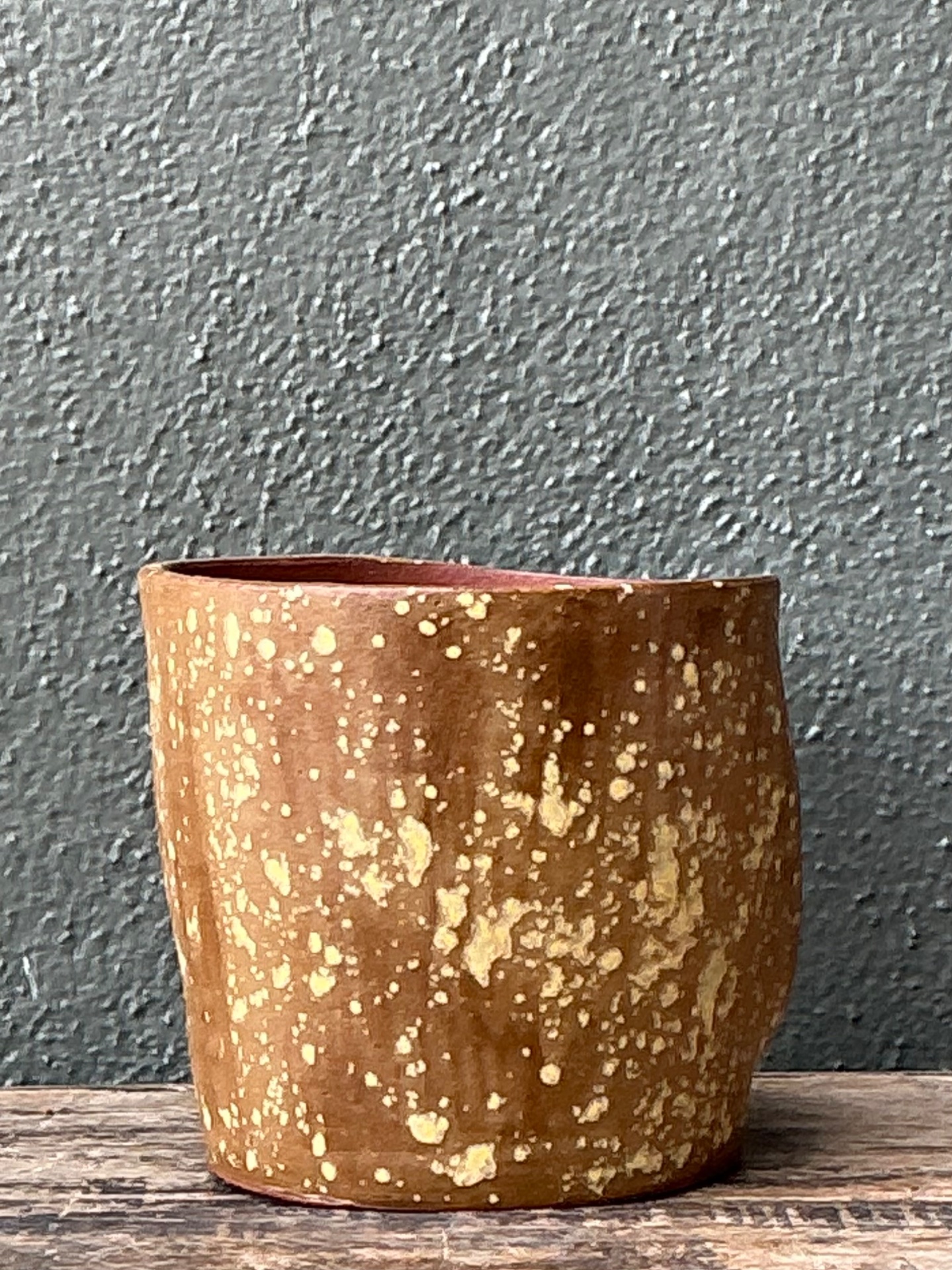 Vintage Handcrafted Ceramic Face Planter - Top view