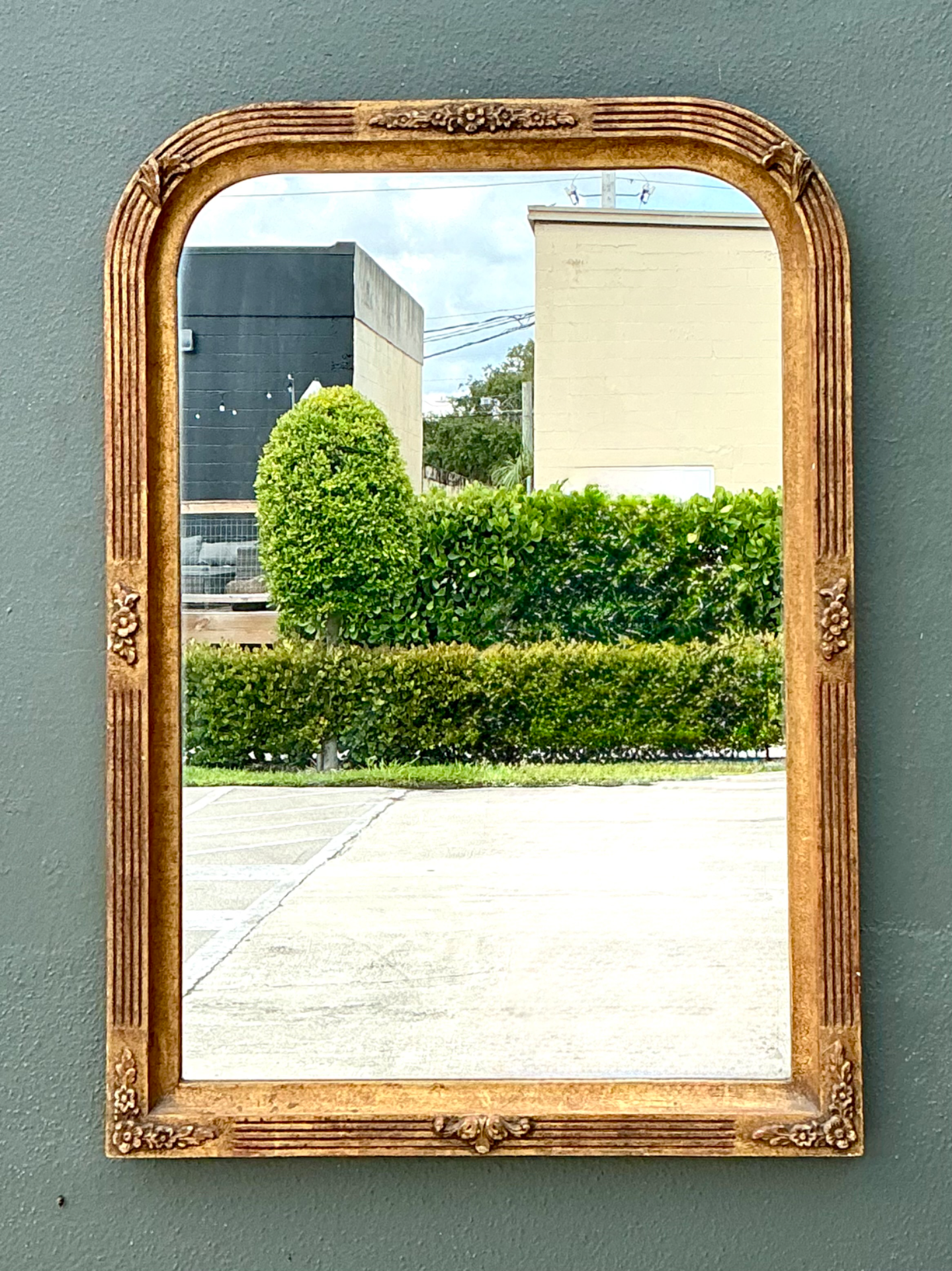 Vintage Ornate Wood Wall Mirror - Back view