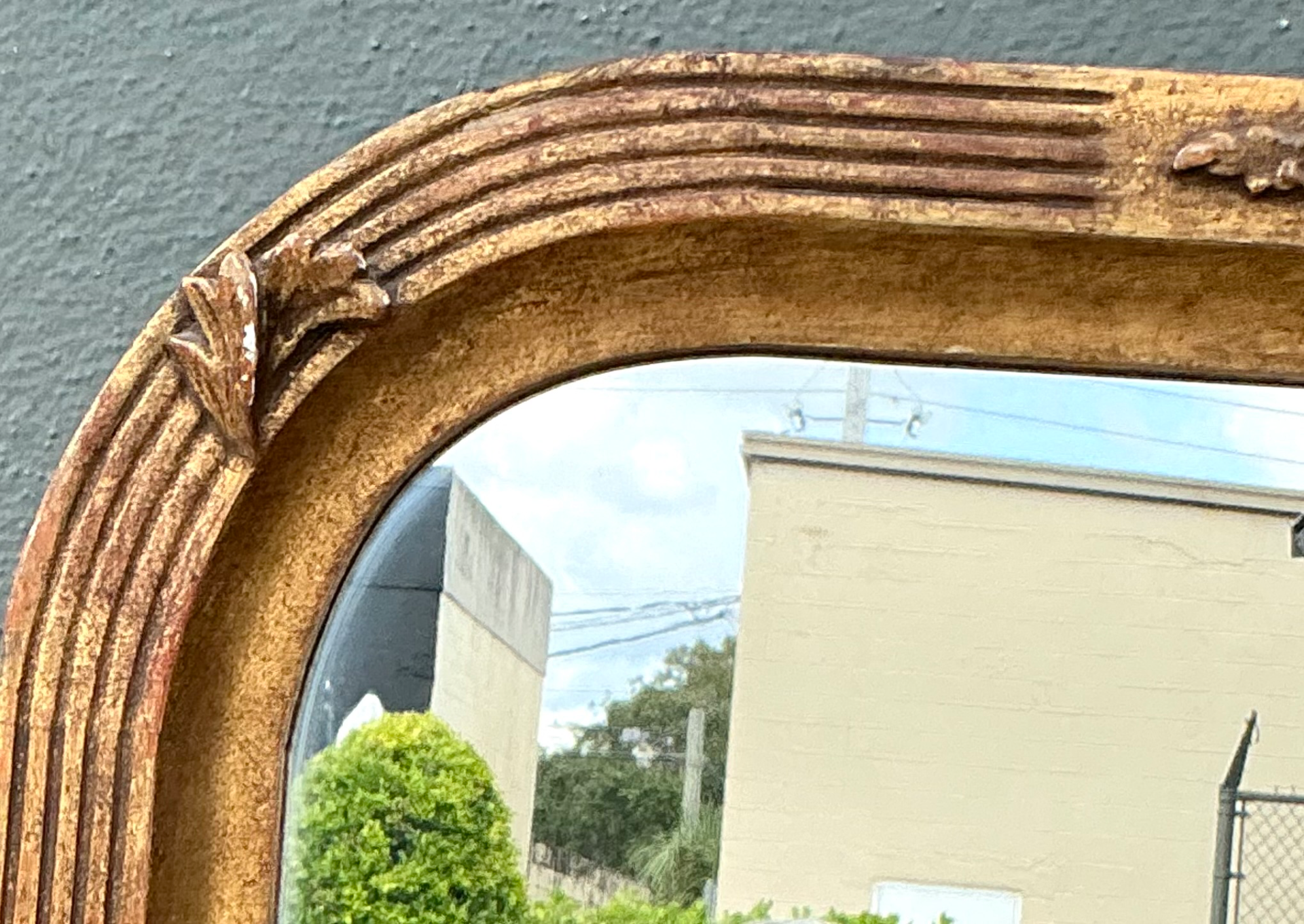 Vintage Ornate Wood Wall Mirror - Side view