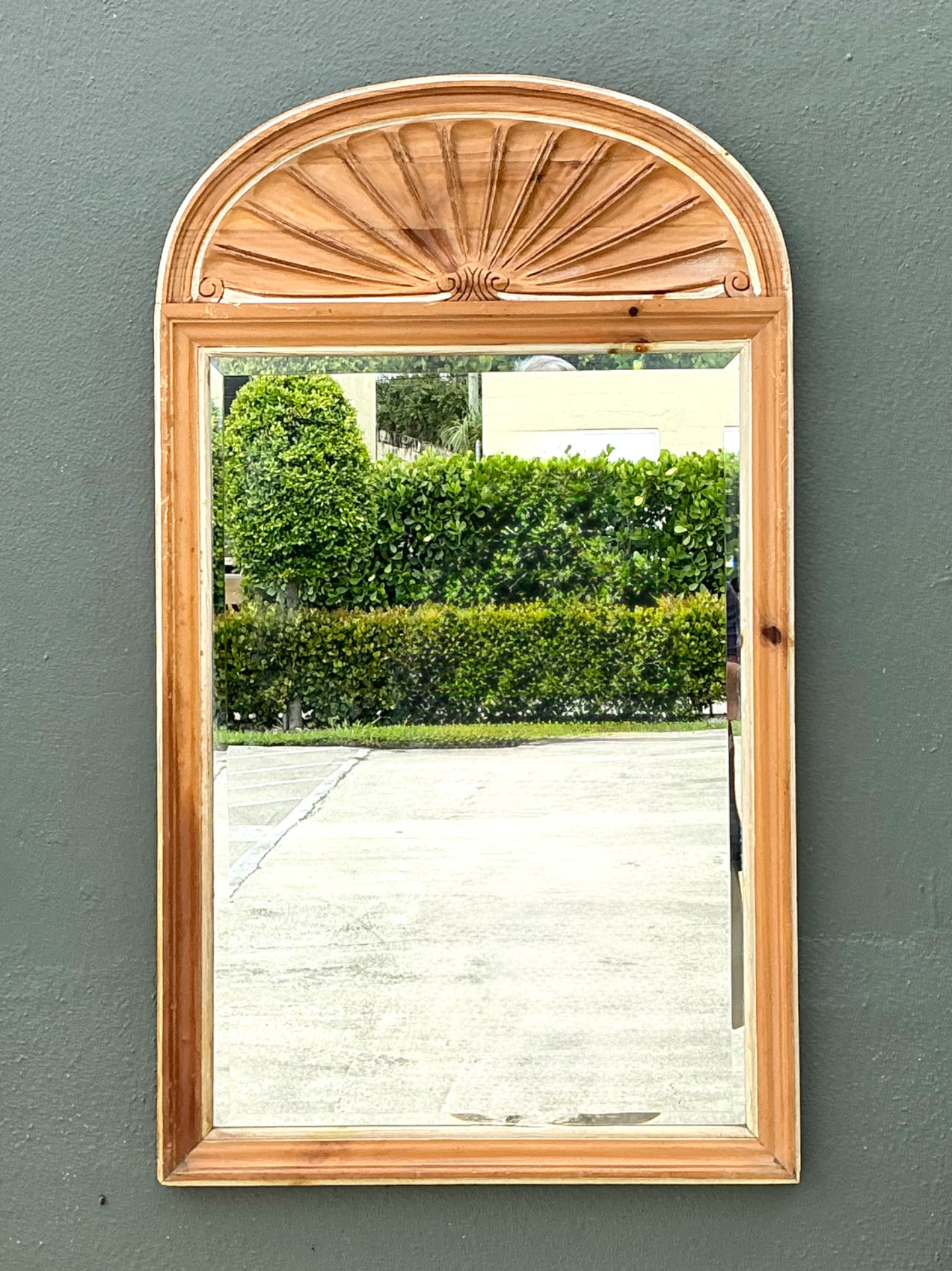 Vintage Pulaski Arched Wood Frame Mirror - Back view