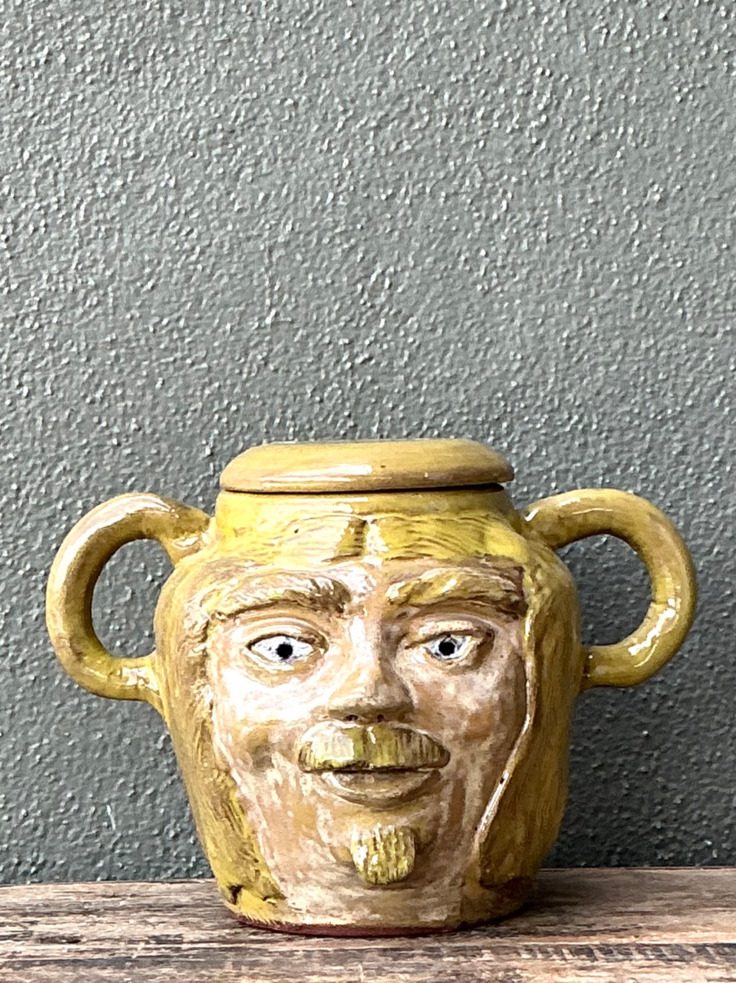 Vintage Face Jug with Lid - Top view
