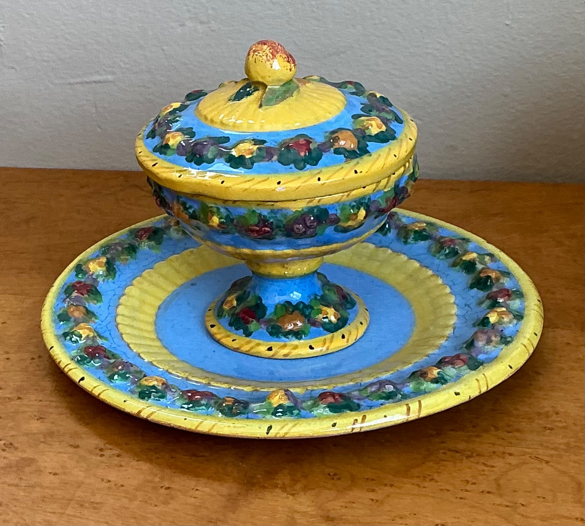 Vintage Italian Ceramic Covered Dishes - Set of 12 - Top view