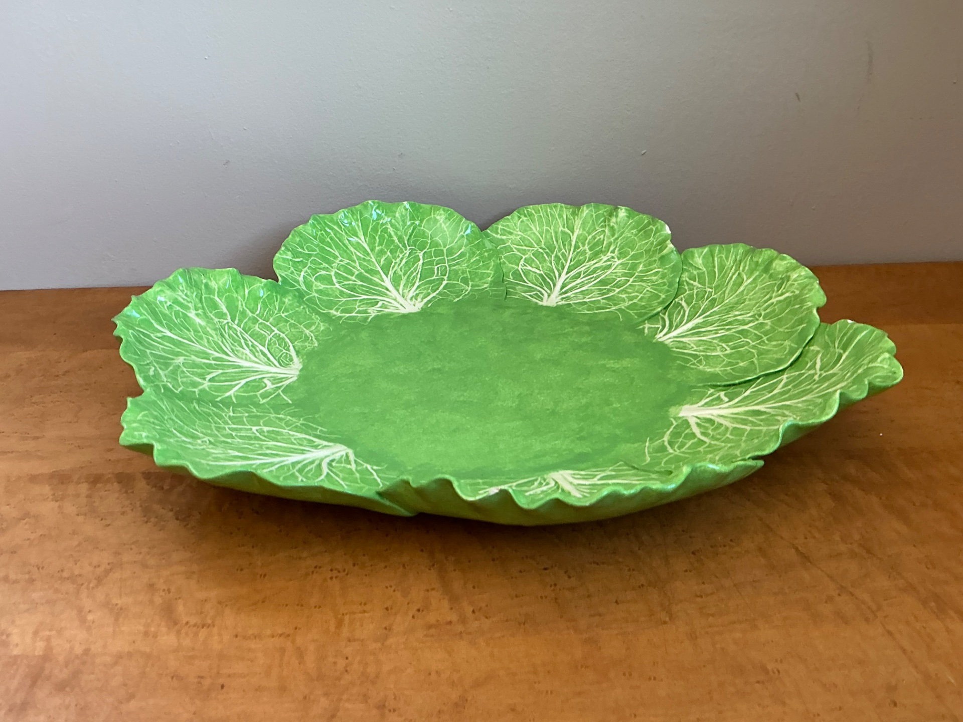 Vintage monumental Dodie Thayer cabbage leaf platter - Top view