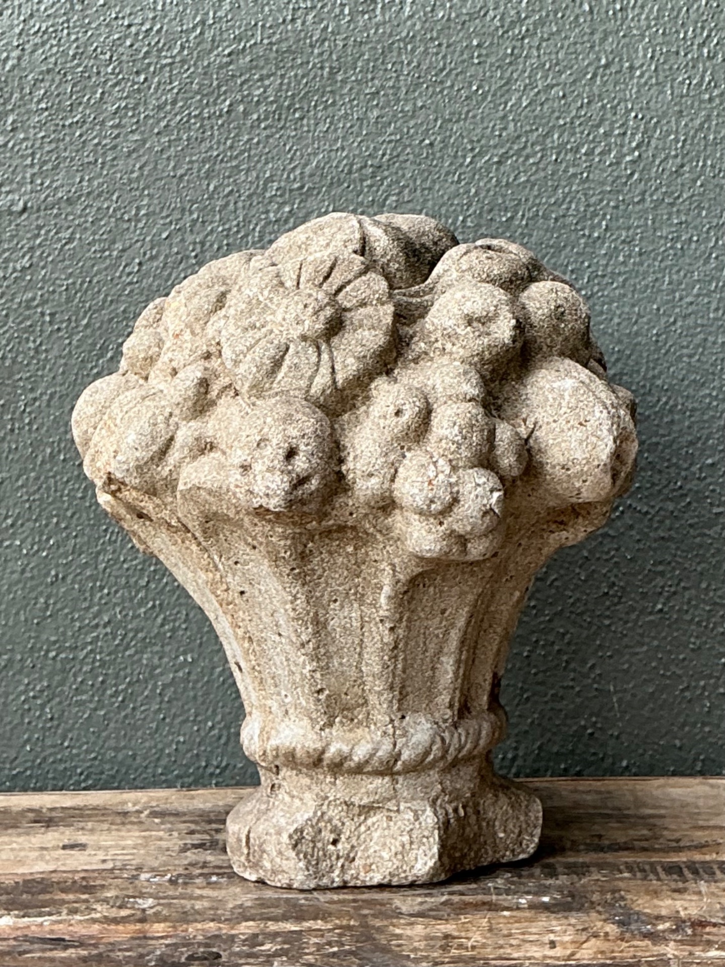 Vintage Concrete Fruit Basket Sculpture - Detail view