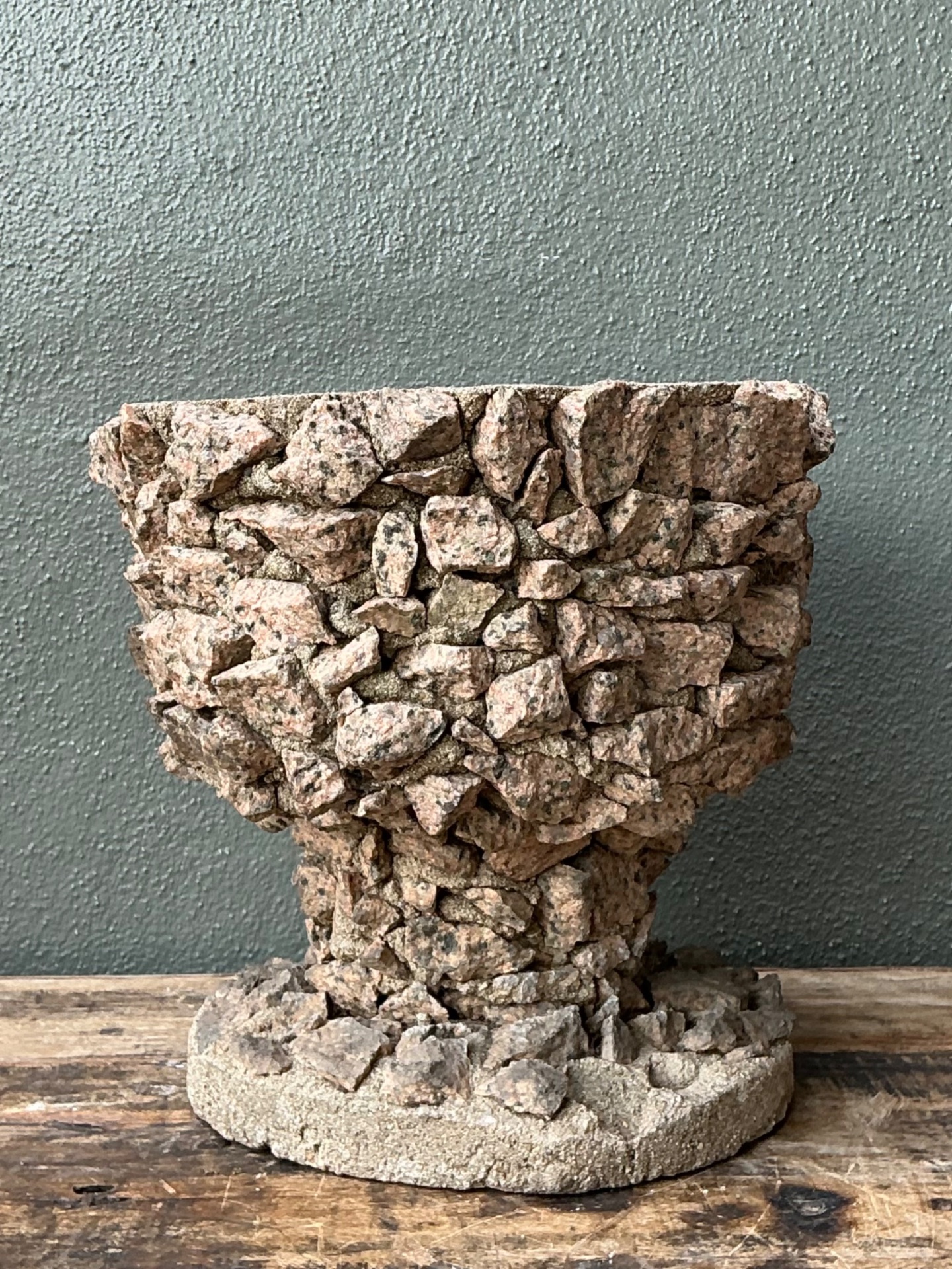 Vintage Stone Aggregate Planter - Top view