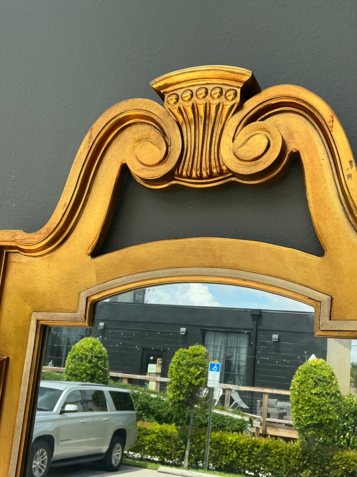 Vintage Ornate Gold Wall Mirror - Back view