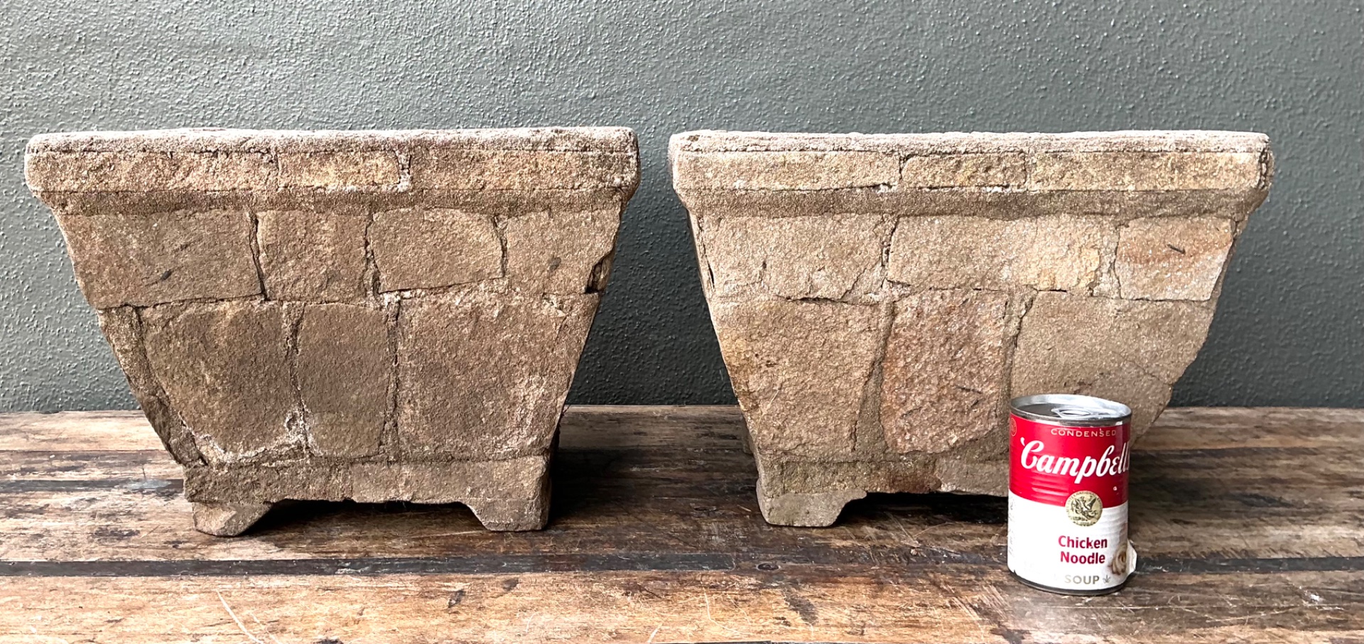 Vintage Stone Outdoor Planters - Set of 2 - Top view
