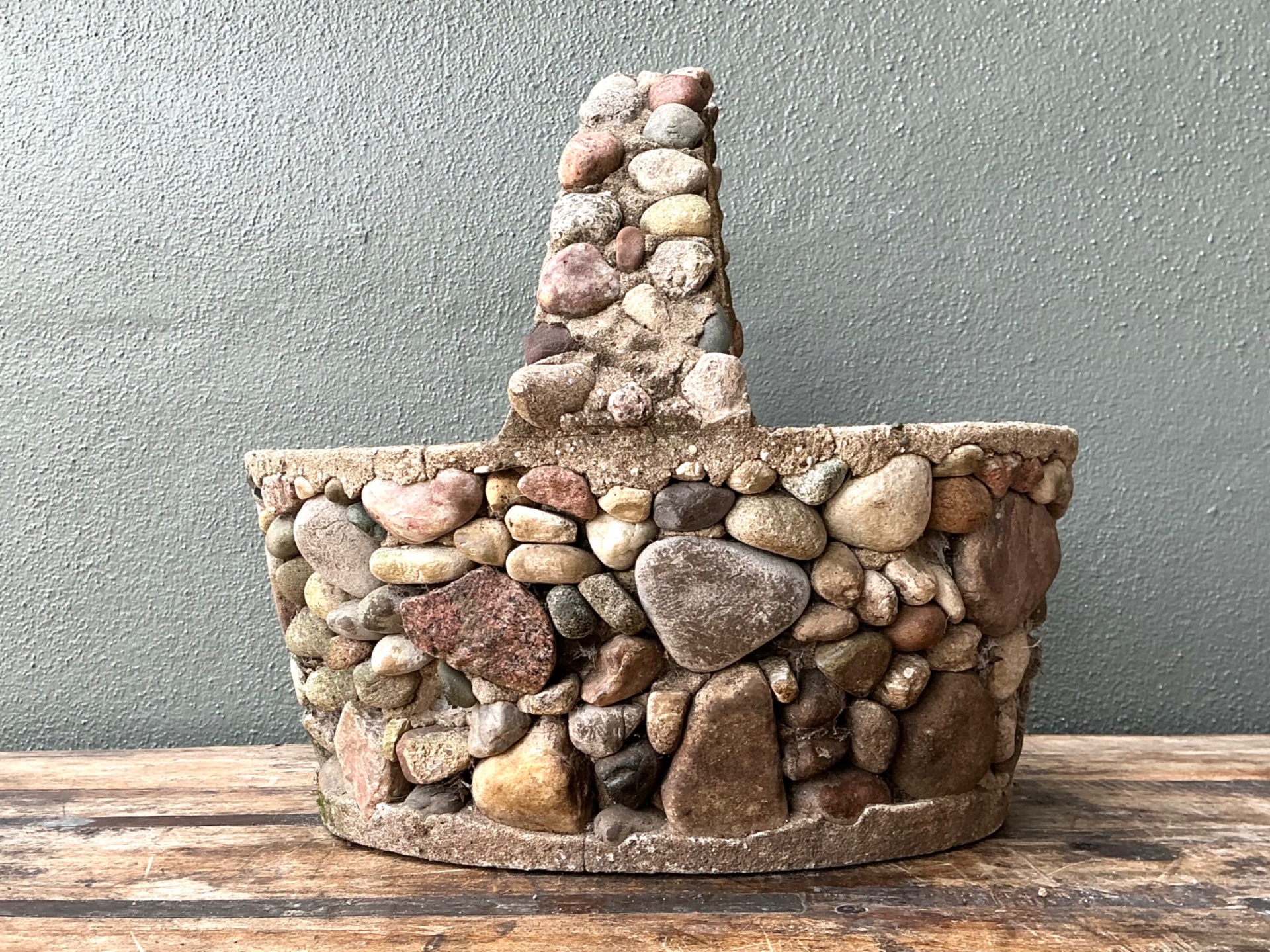 Vintage Rock Garden Basket Planter - Top view