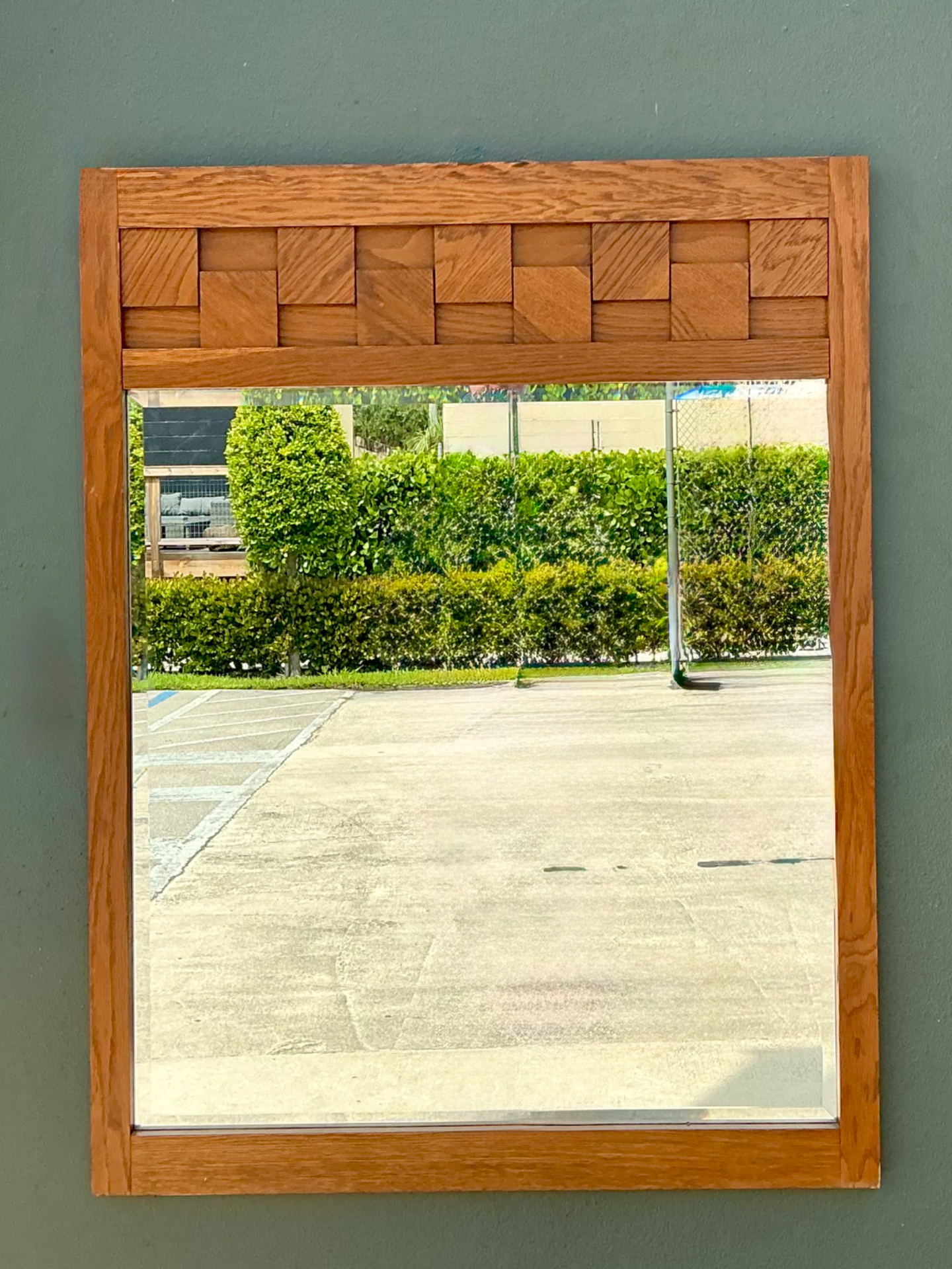 Vintage Lane “Staccato” Wood Mosaic Frame Mirror - Side view