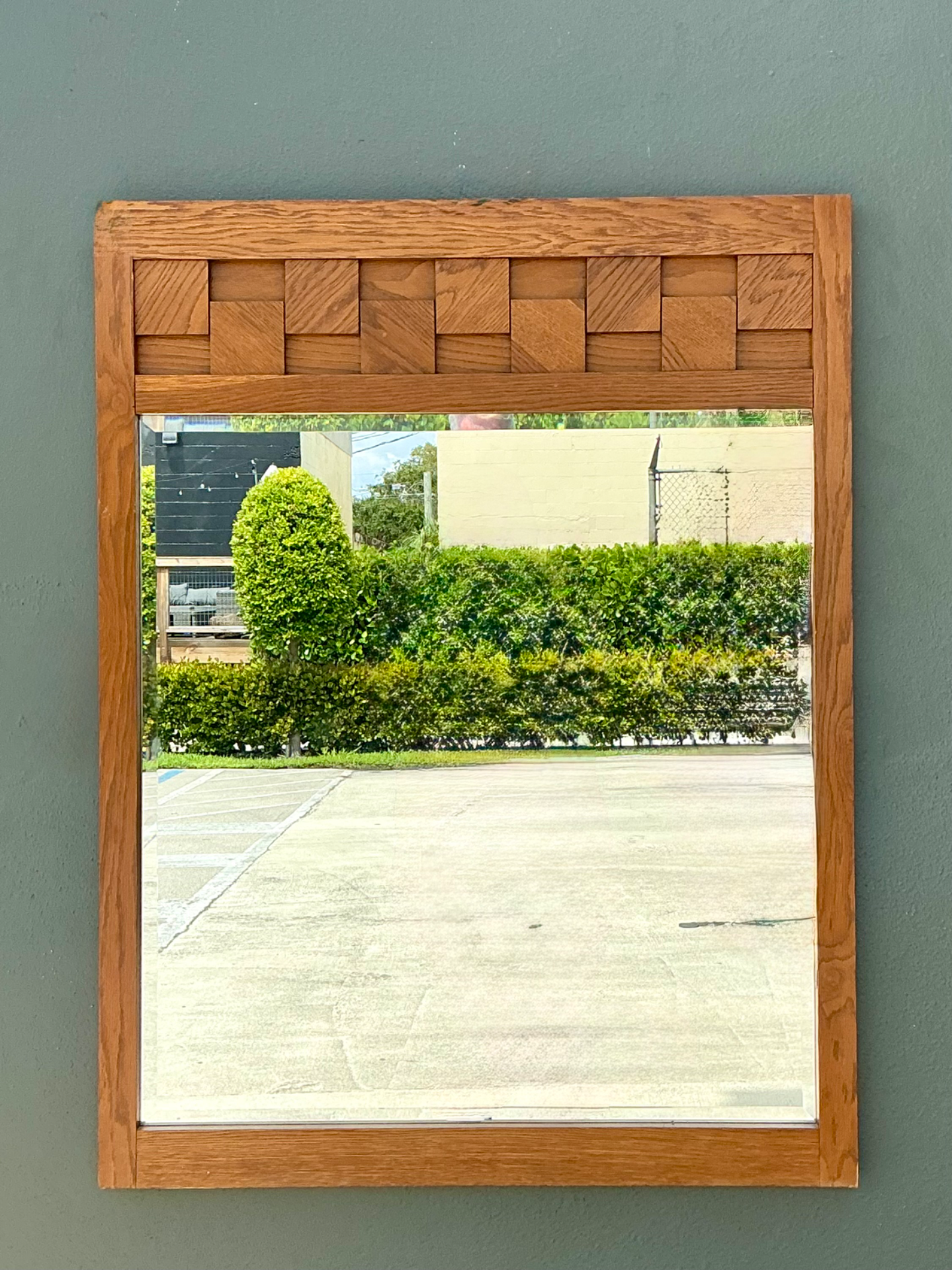 Vintage Lane “Staccato” Wood Mosaic Frame Mirror - Top view