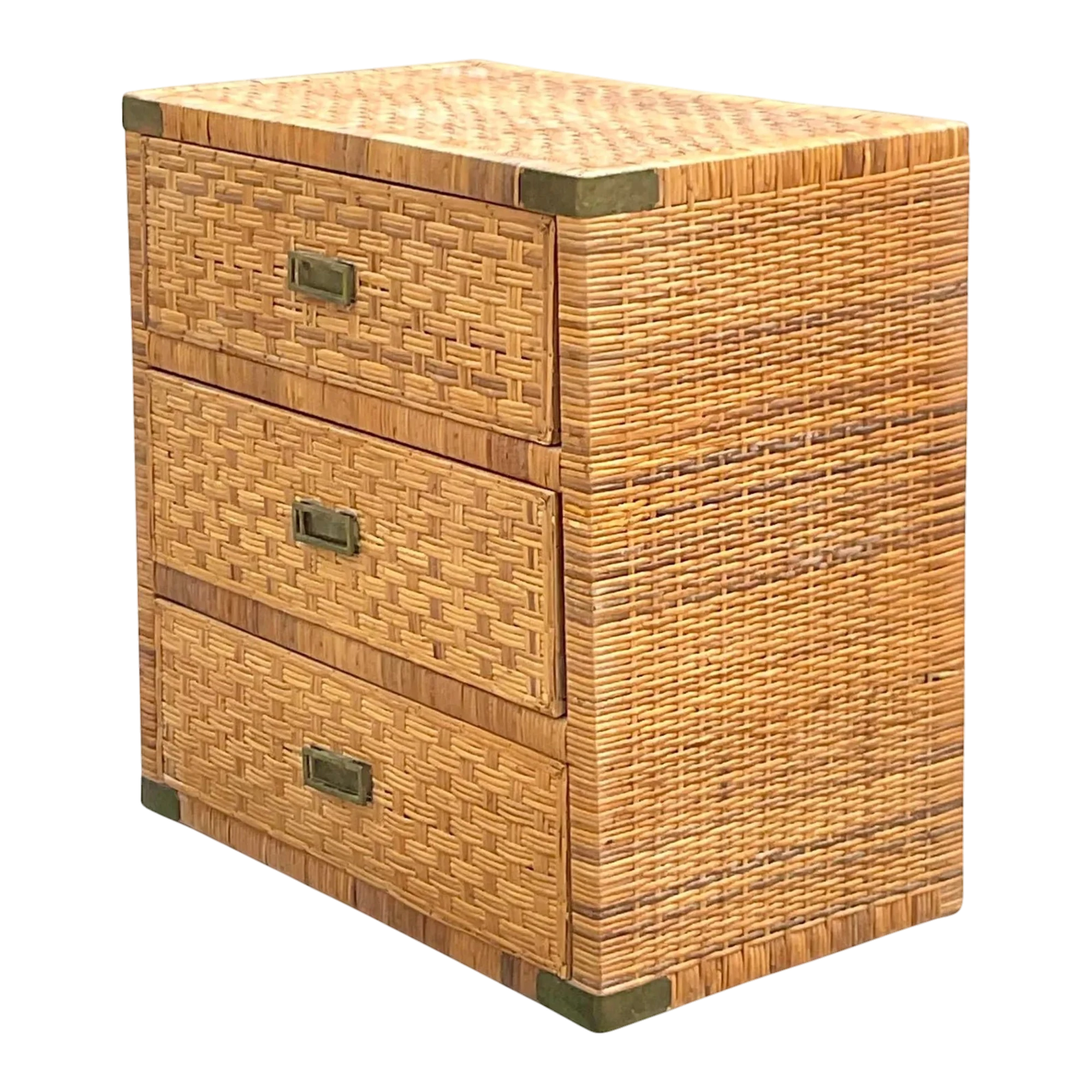 Late 20th Century Vintage Coastal Wrapped Rattan Chest of Drawers