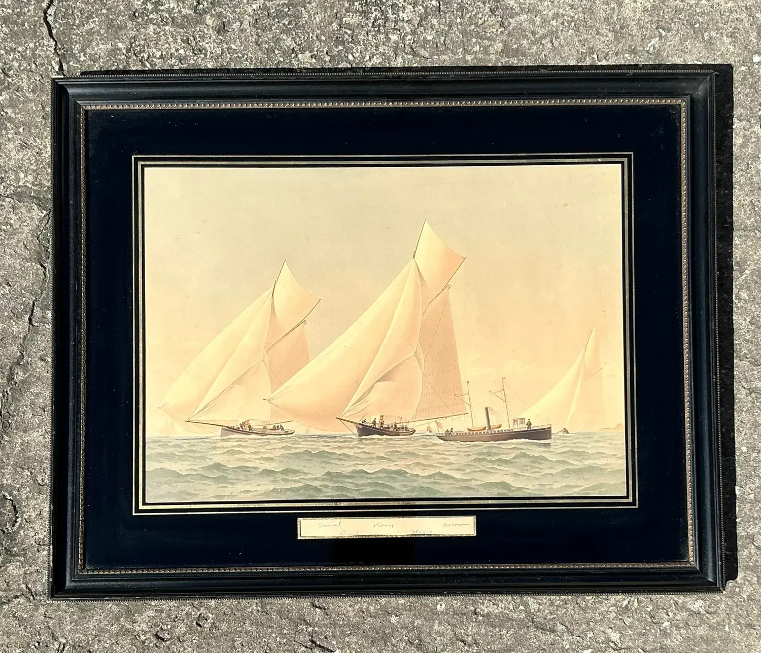 Mid 20th Century America's Cup Print, Framed - Back view