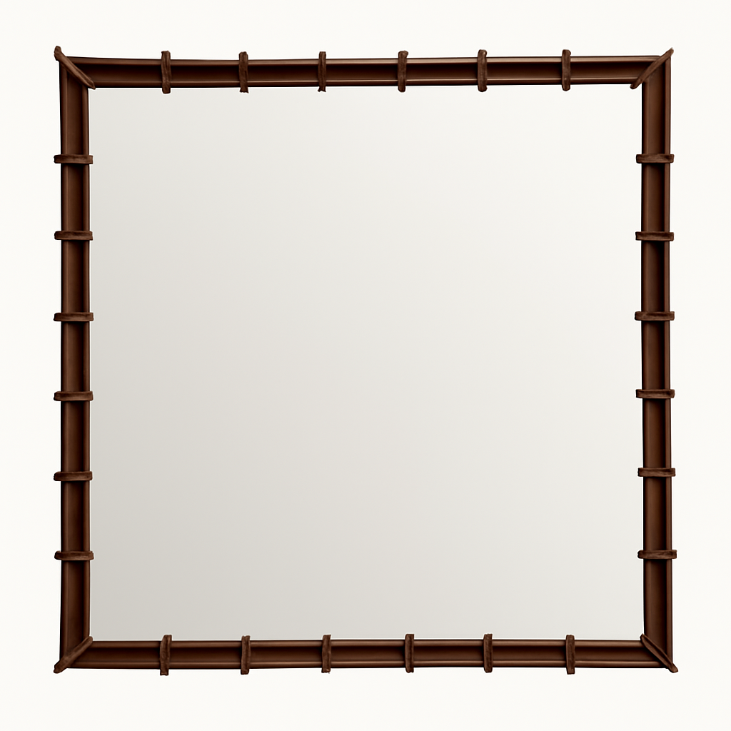 Vintage Patinated Metal and Mirrored Glass Wall Mirror - Detail view