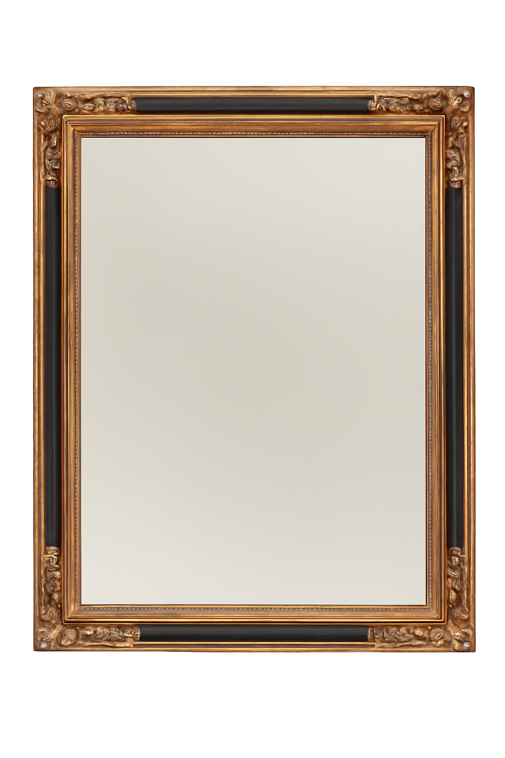 Vintage Ornate Gold and Black Frame Mirror - Detail view